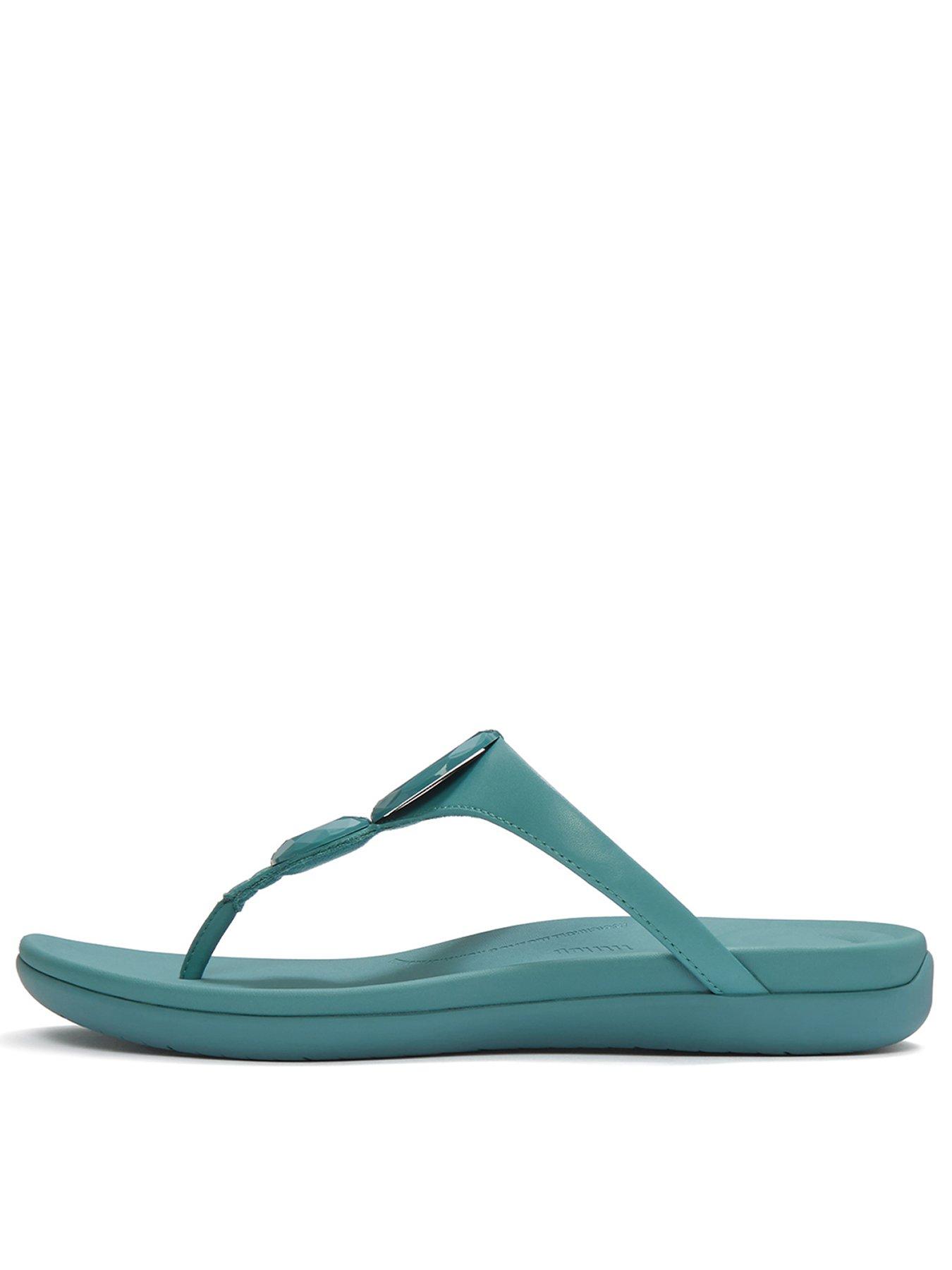 FitFlop Solay Glossy Disc Toe-Post Sandals - Teal
