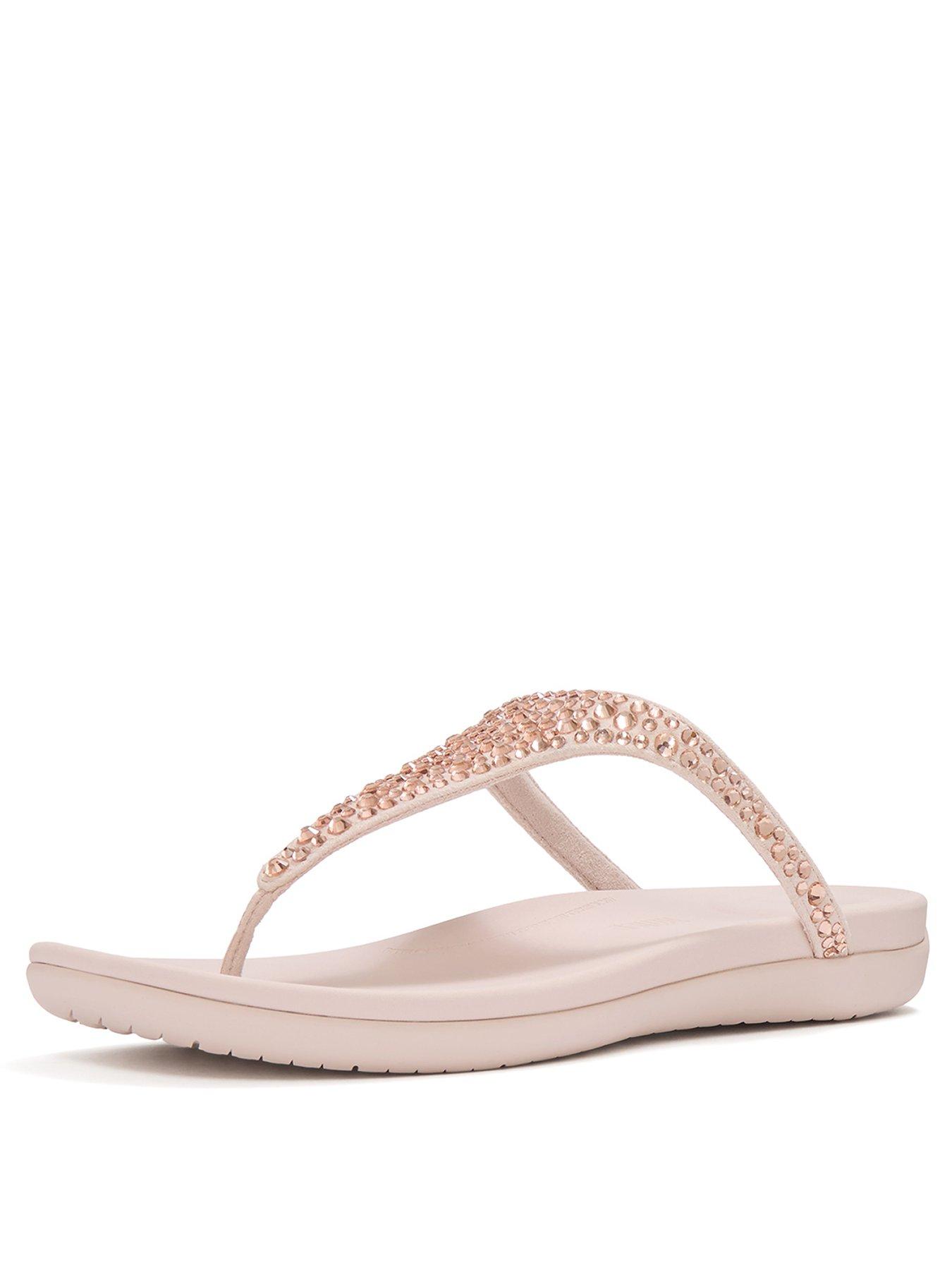  image of fitflop-solay-mixed-crystal-toe-post-sandals-nude-rose