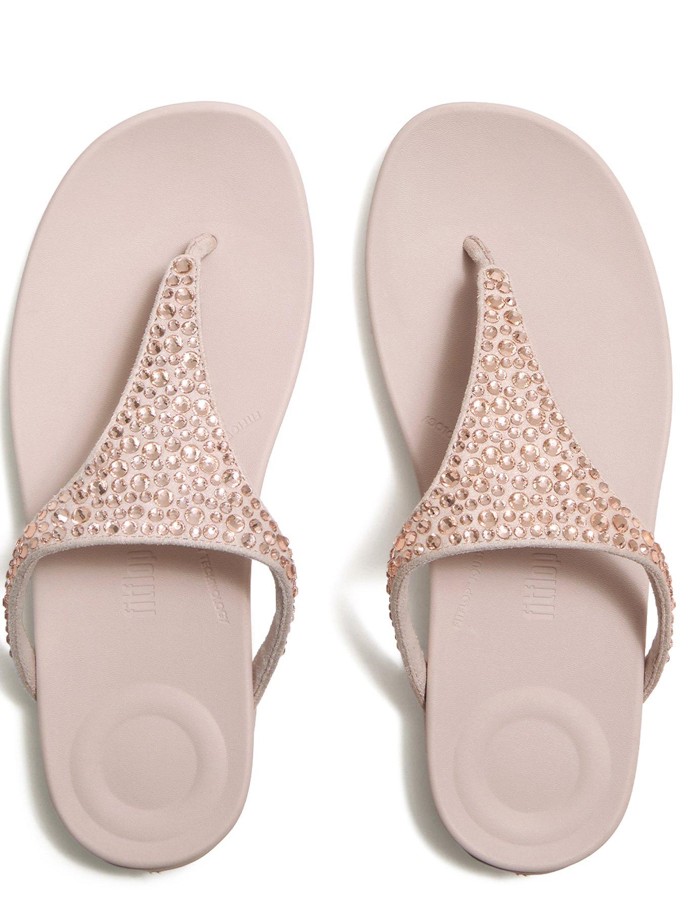  image of fitflop-solay-mixed-crystal-toe-post-sandals-nude-rose