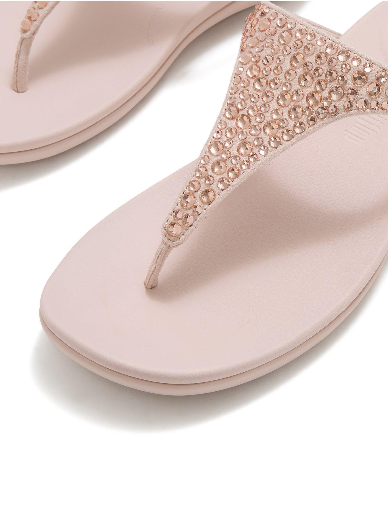  image of fitflop-solay-mixed-crystal-toe-post-sandals-nude-rose