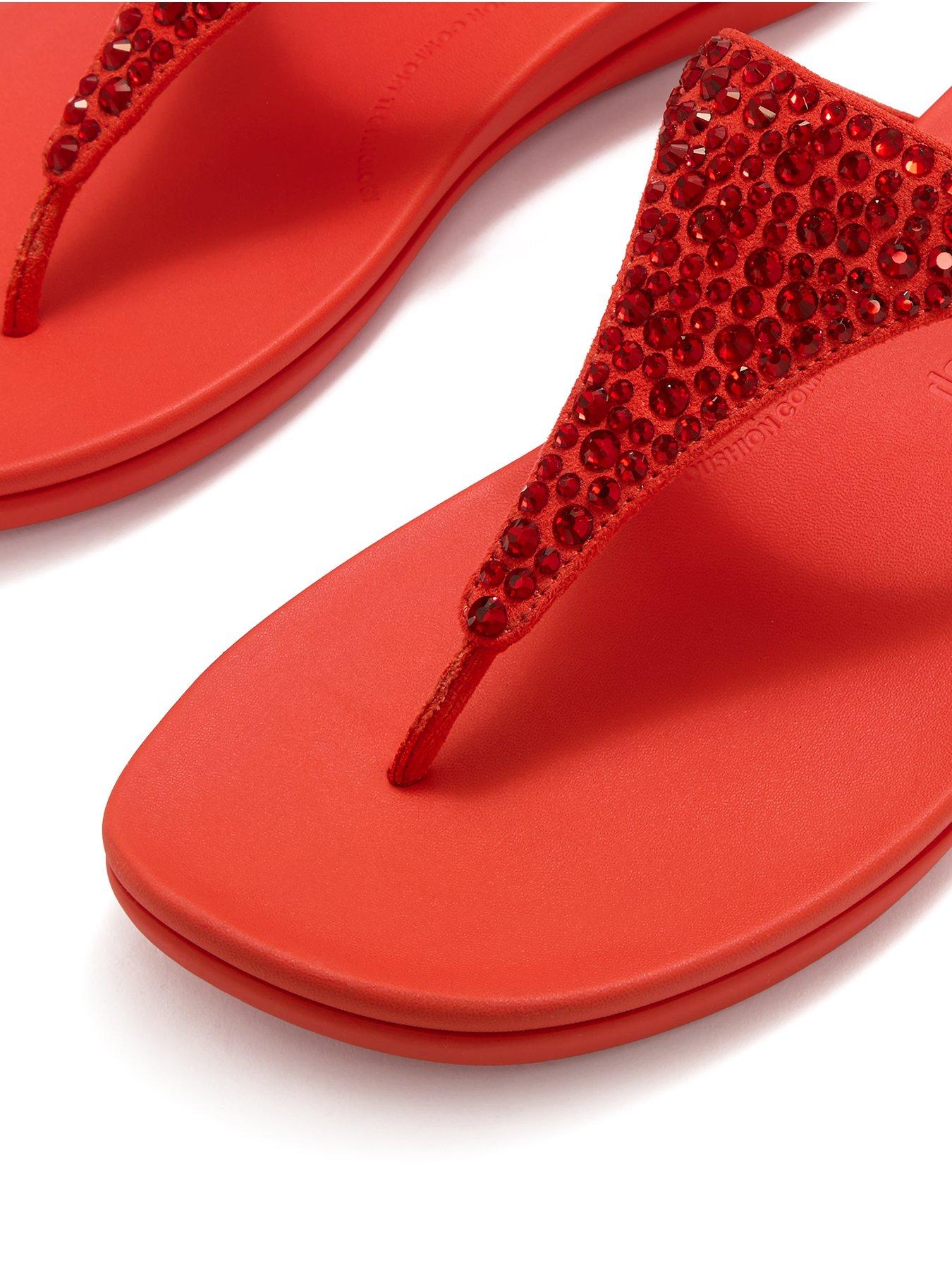 Image 4 of 4 of FitFlop Solay Mixed Crystal Toe-post Sandals - Cherry Tomato