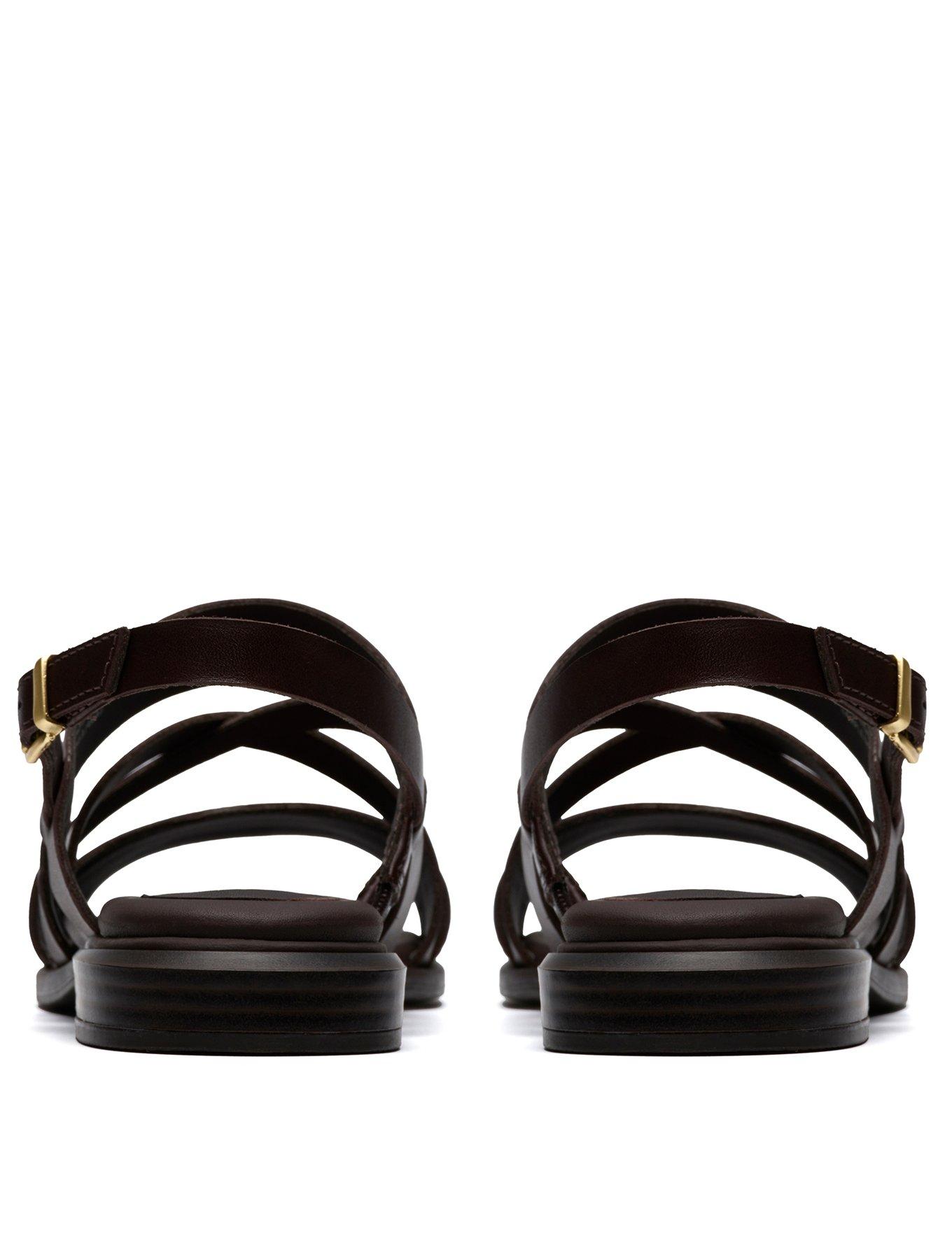  image of clarks-ariany-strap-sandals-dark-brown-lea