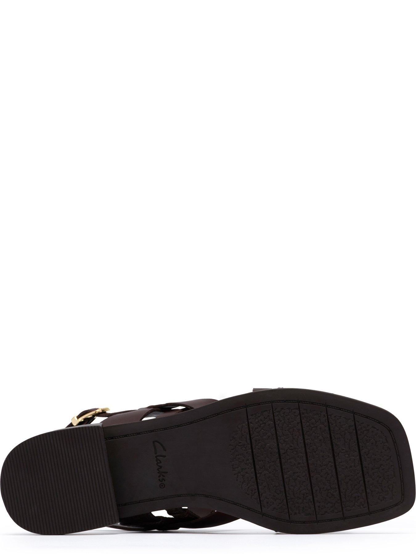  image of clarks-ariany-strap-sandals-dark-brown-lea