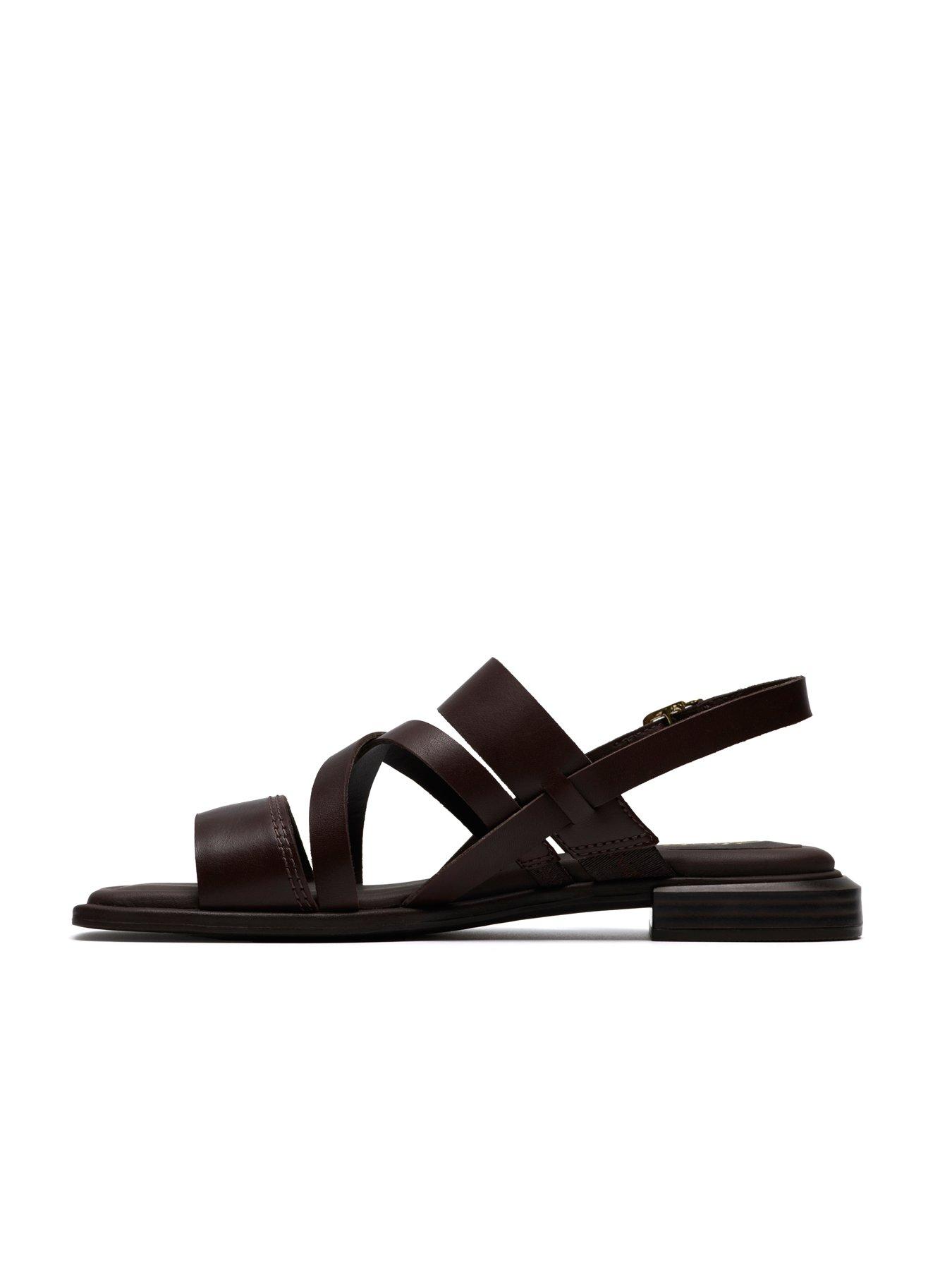  image of clarks-ariany-strap-sandals-dark-brown-lea
