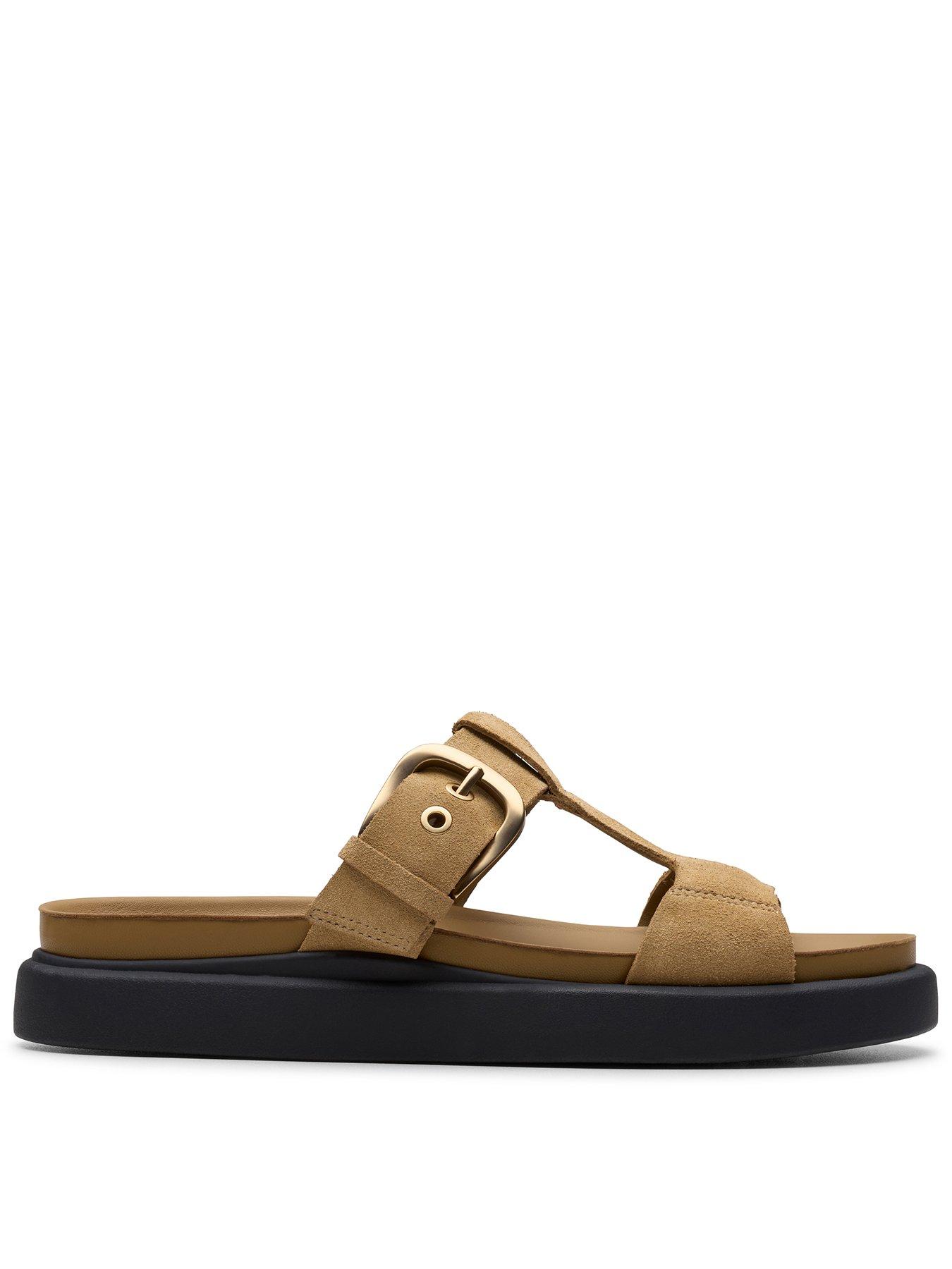 Image 1 of 6 of Clarks Aristella West Sandals - Warm Sand Suede