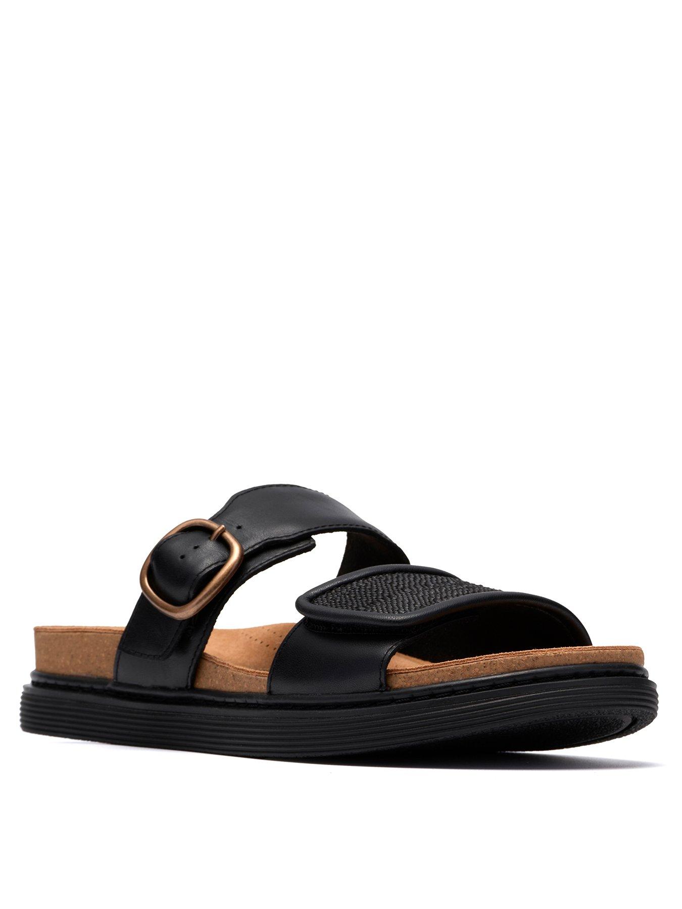 stillFront image of clarks-arwell-step-sandals-black-leather