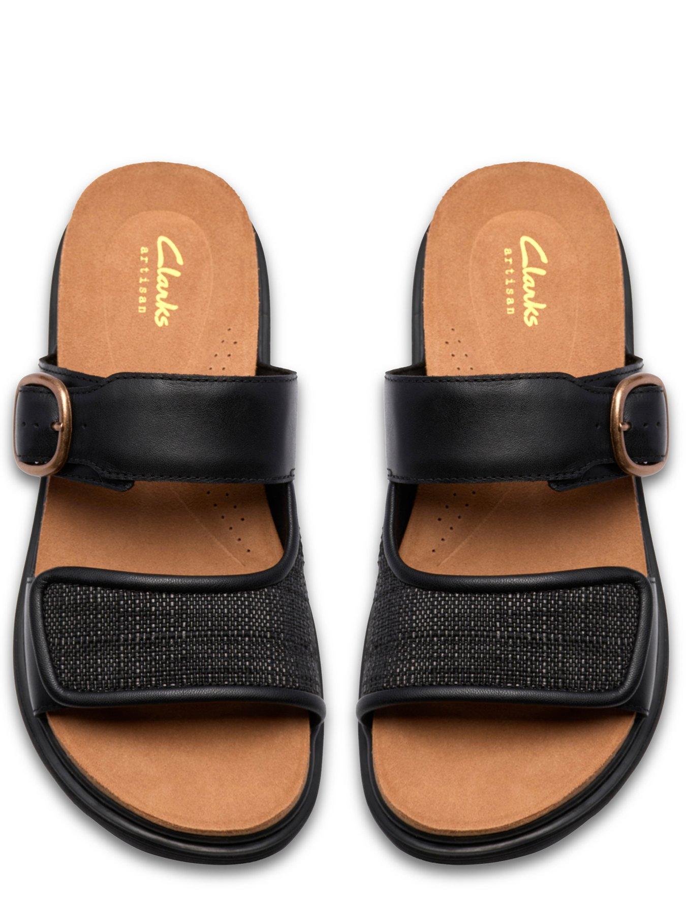  image of clarks-arwell-step-sandals-black-leather