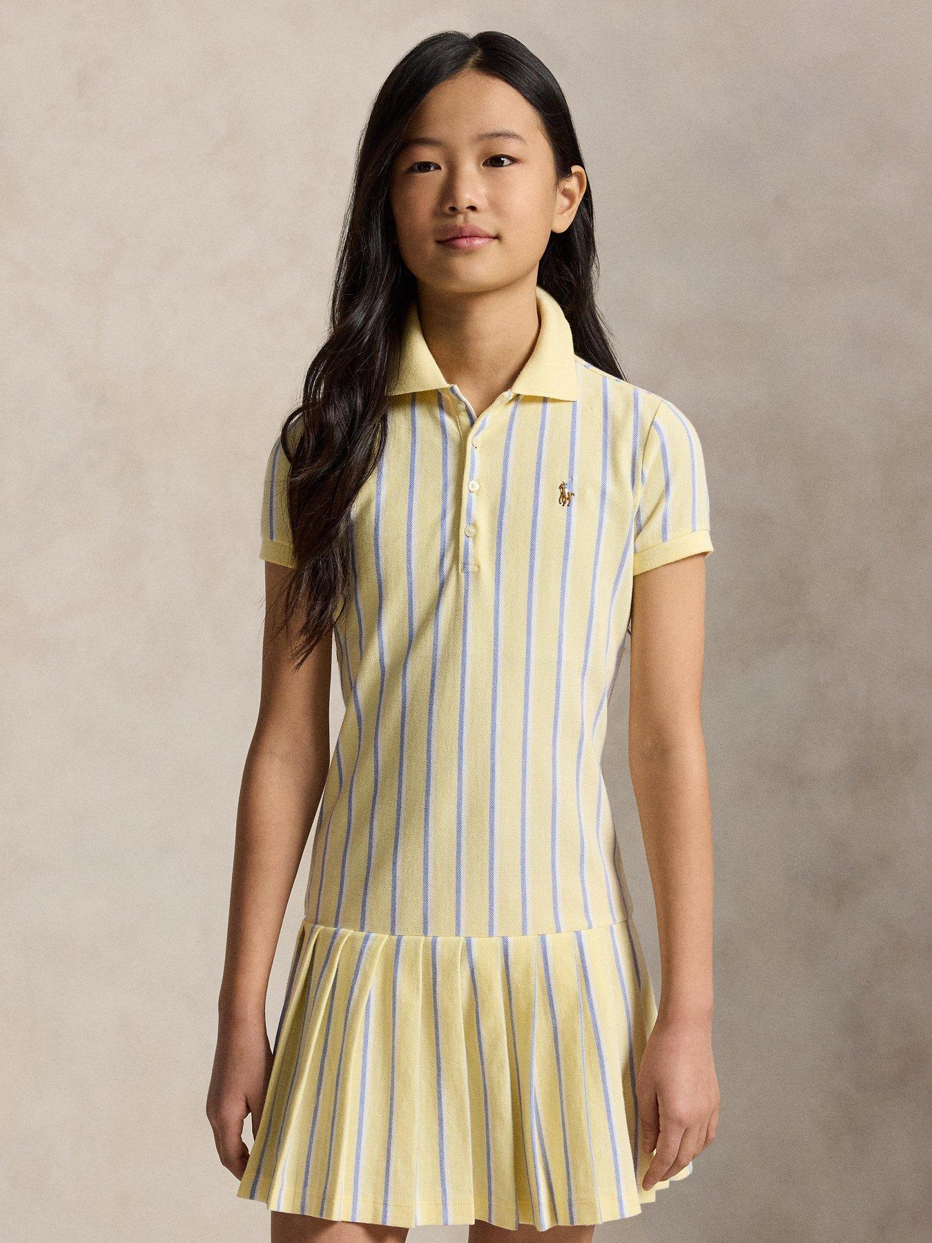 Polo Ralph Lauren Girls Short Sleeve Stripe Dress - Yellow