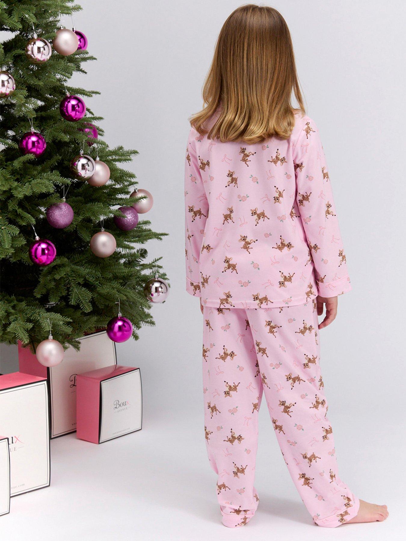  image of boux-avenue-girls-deer-print-pyjamas-in-a-bag-pink-mix