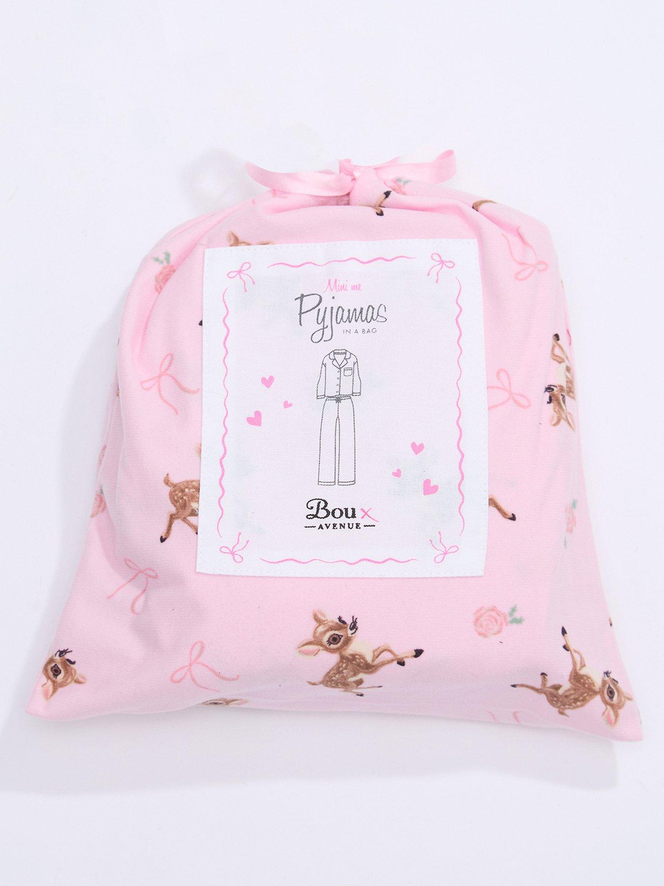  image of boux-avenue-girls-deer-print-pyjamas-in-a-bag-pink-mix