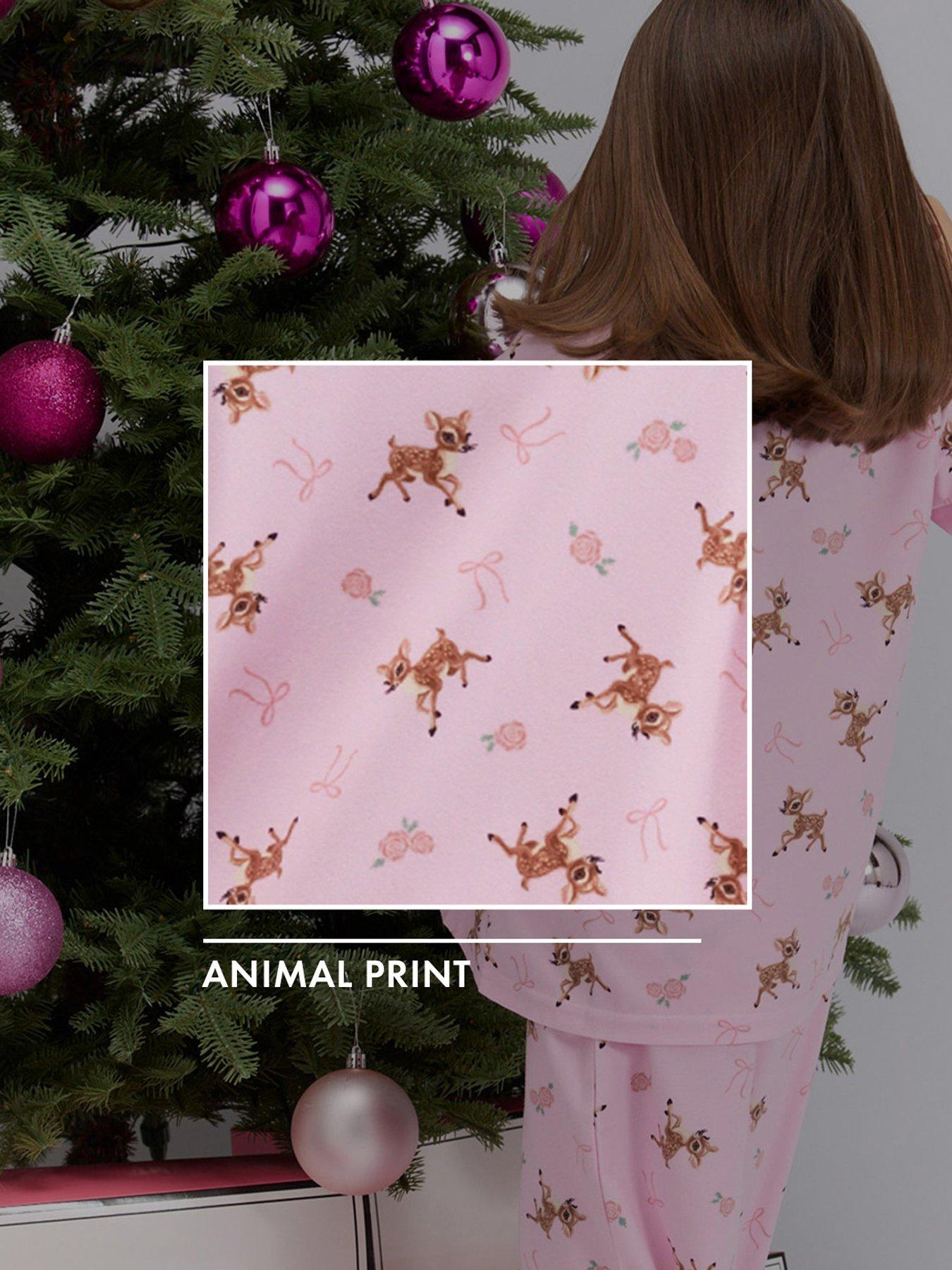  image of boux-avenue-girls-deer-print-pyjamas-in-a-bag-pink-mix