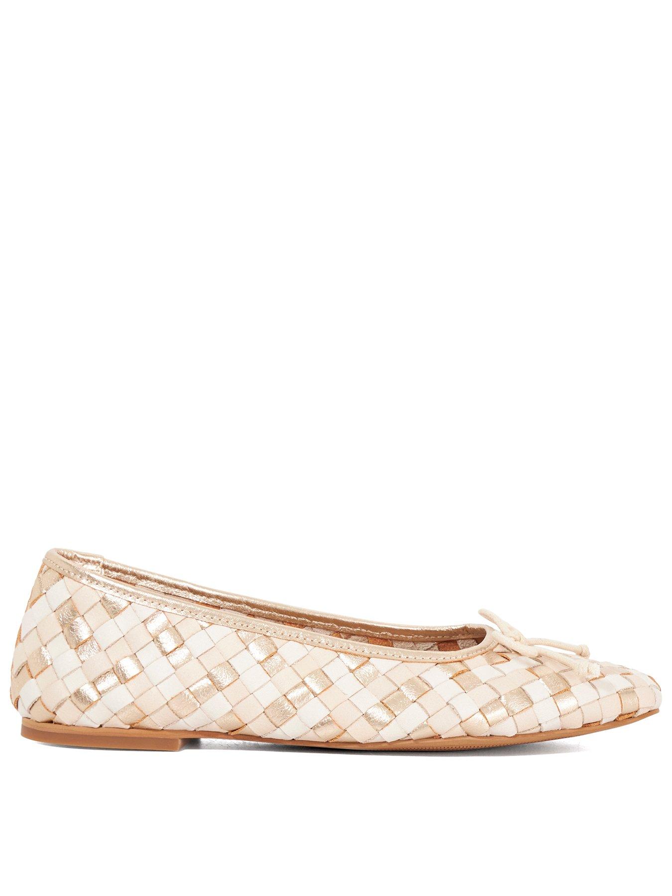 Dune London Heat Woven Leather Ballerina - Cream