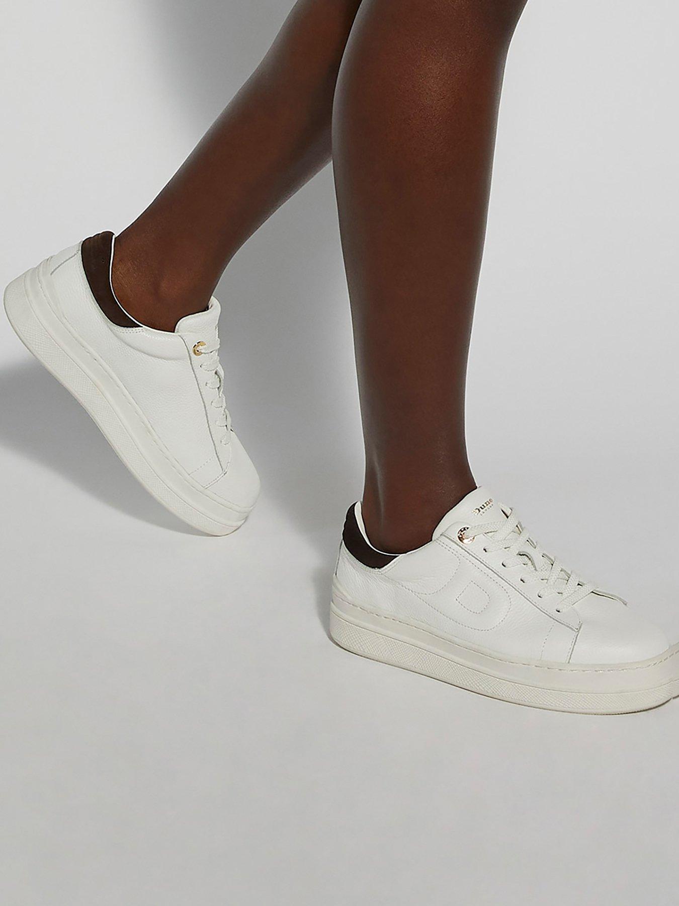 Dune London Eden Leather Flatform Trainers - White