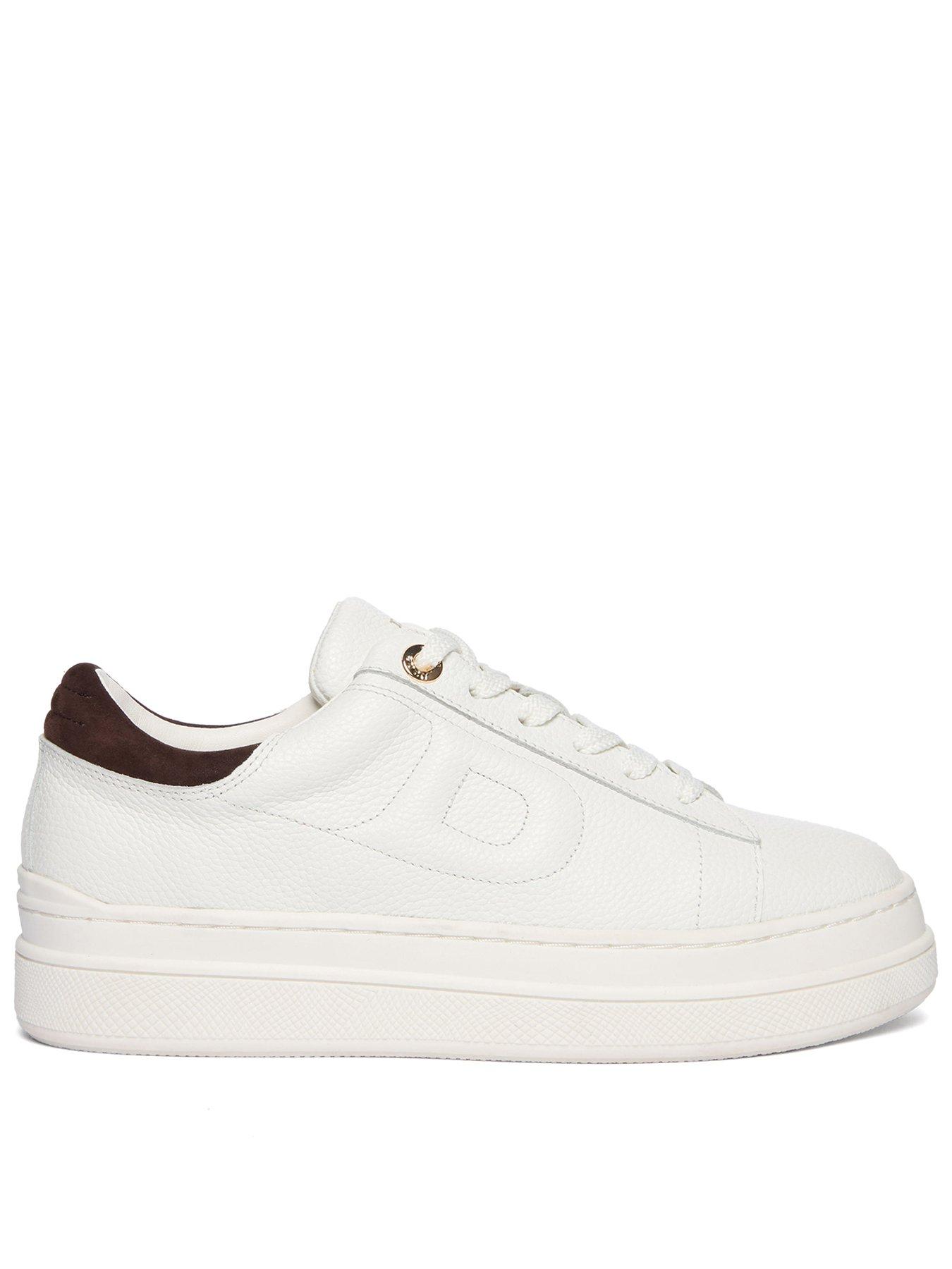  image of dune-london-eden-leather-flatform-trainers-white