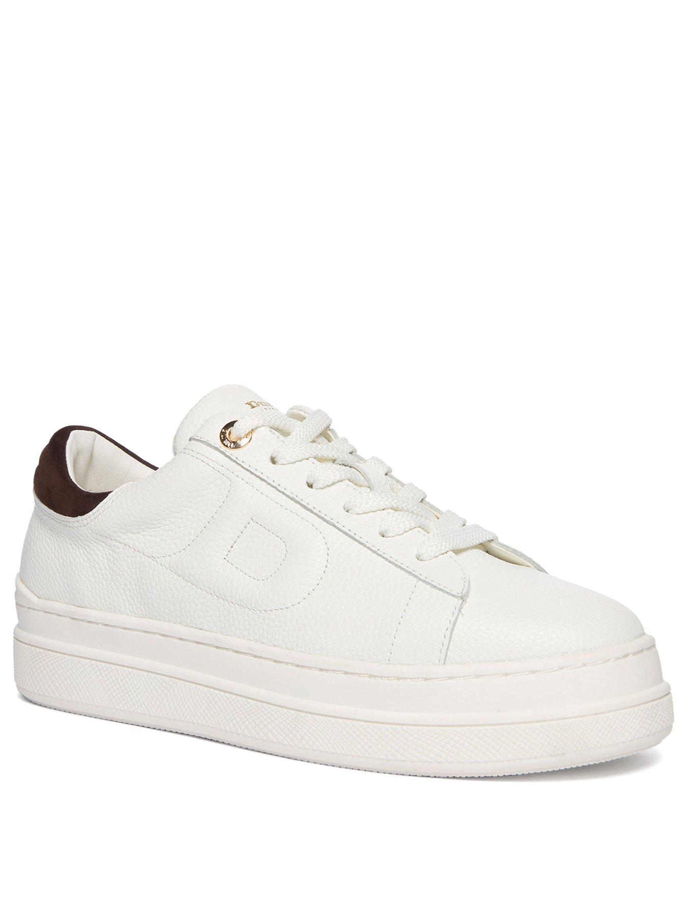  image of dune-london-eden-leather-flatform-trainers-white