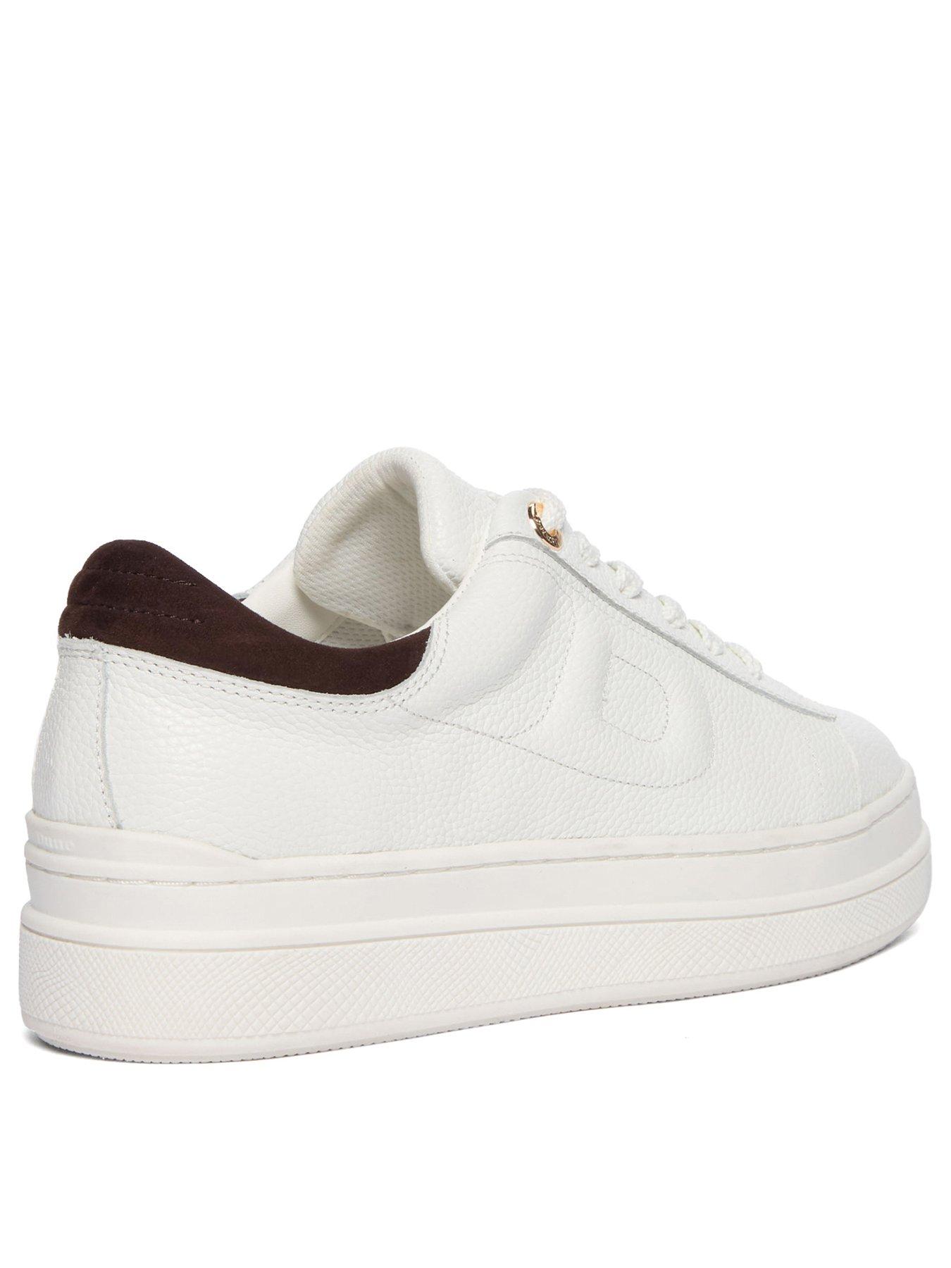  image of dune-london-eden-leather-flatform-trainers-white