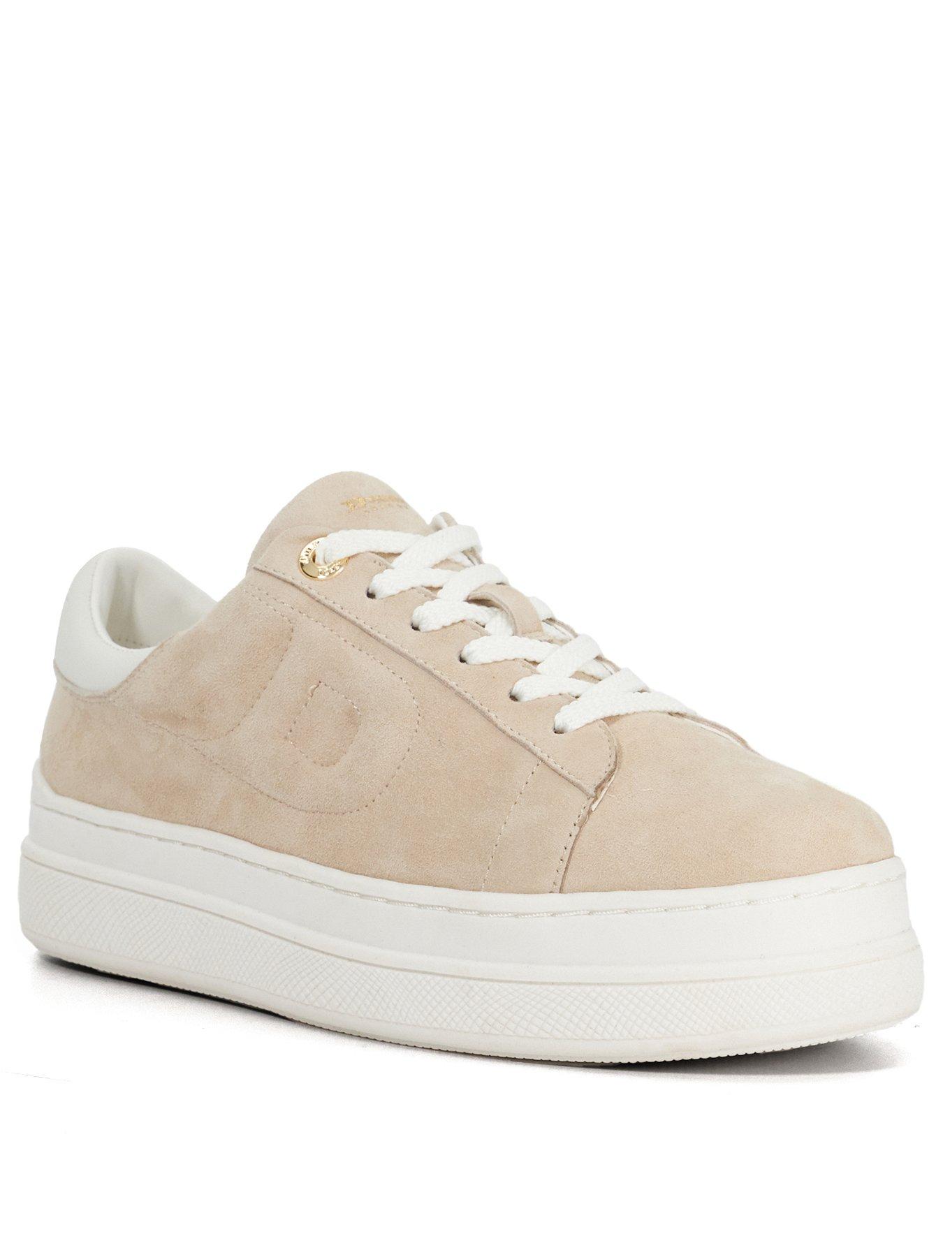  image of dune-london-eden-suede-flatform-trainers-sand