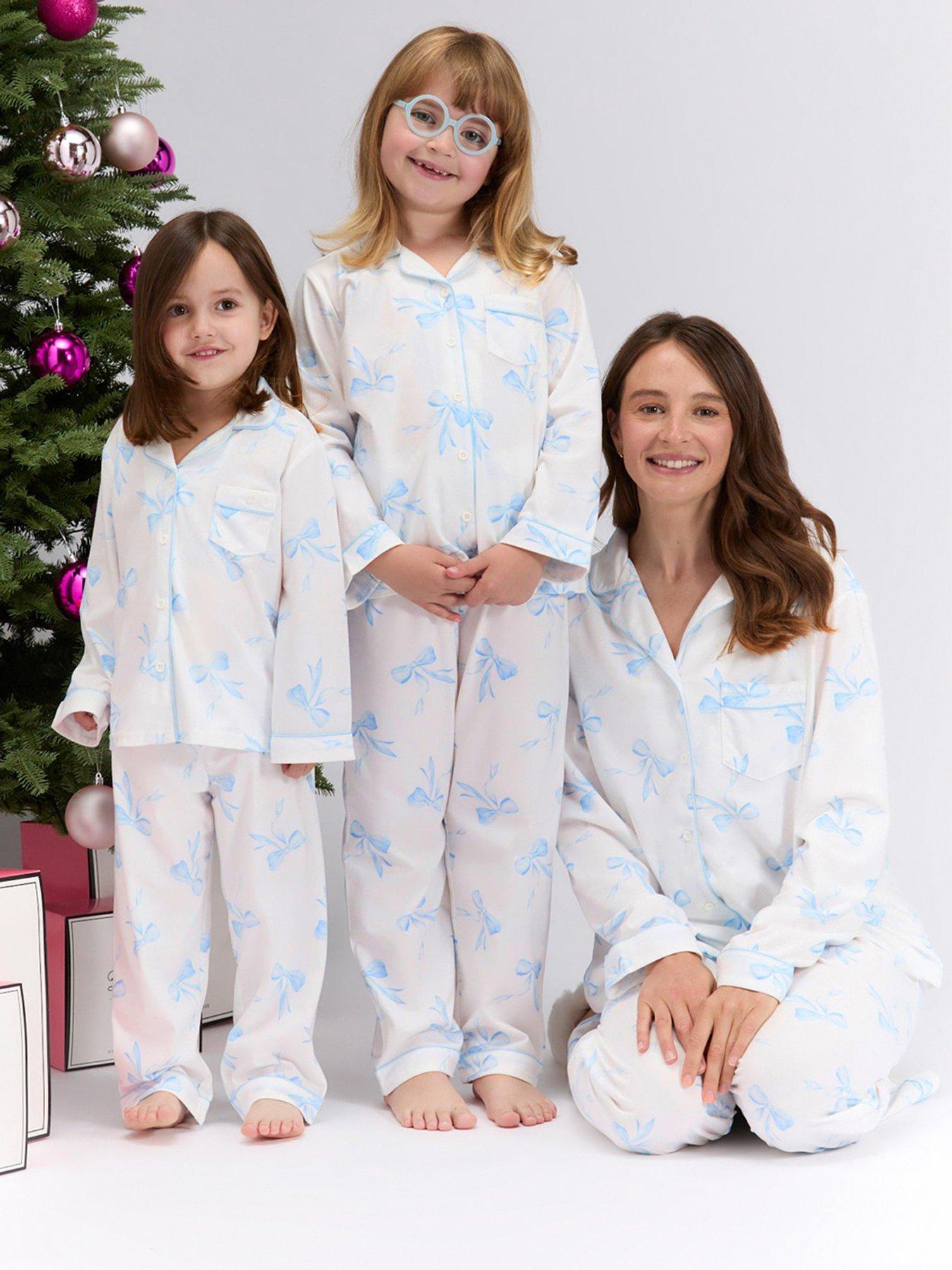Boux Avenue Girls Bow Print Pyjamas In A Bag - Ivory Mix