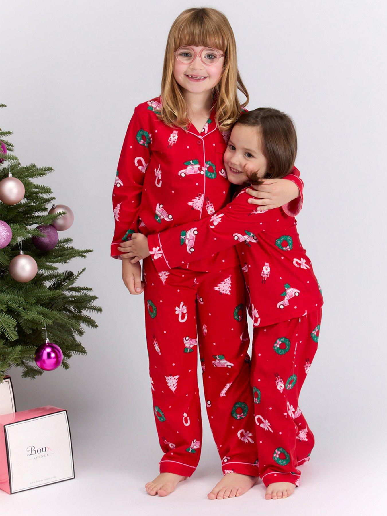 Boux Avenue Girls Christmas Scene Pyjamas In A Bag - Red Mix