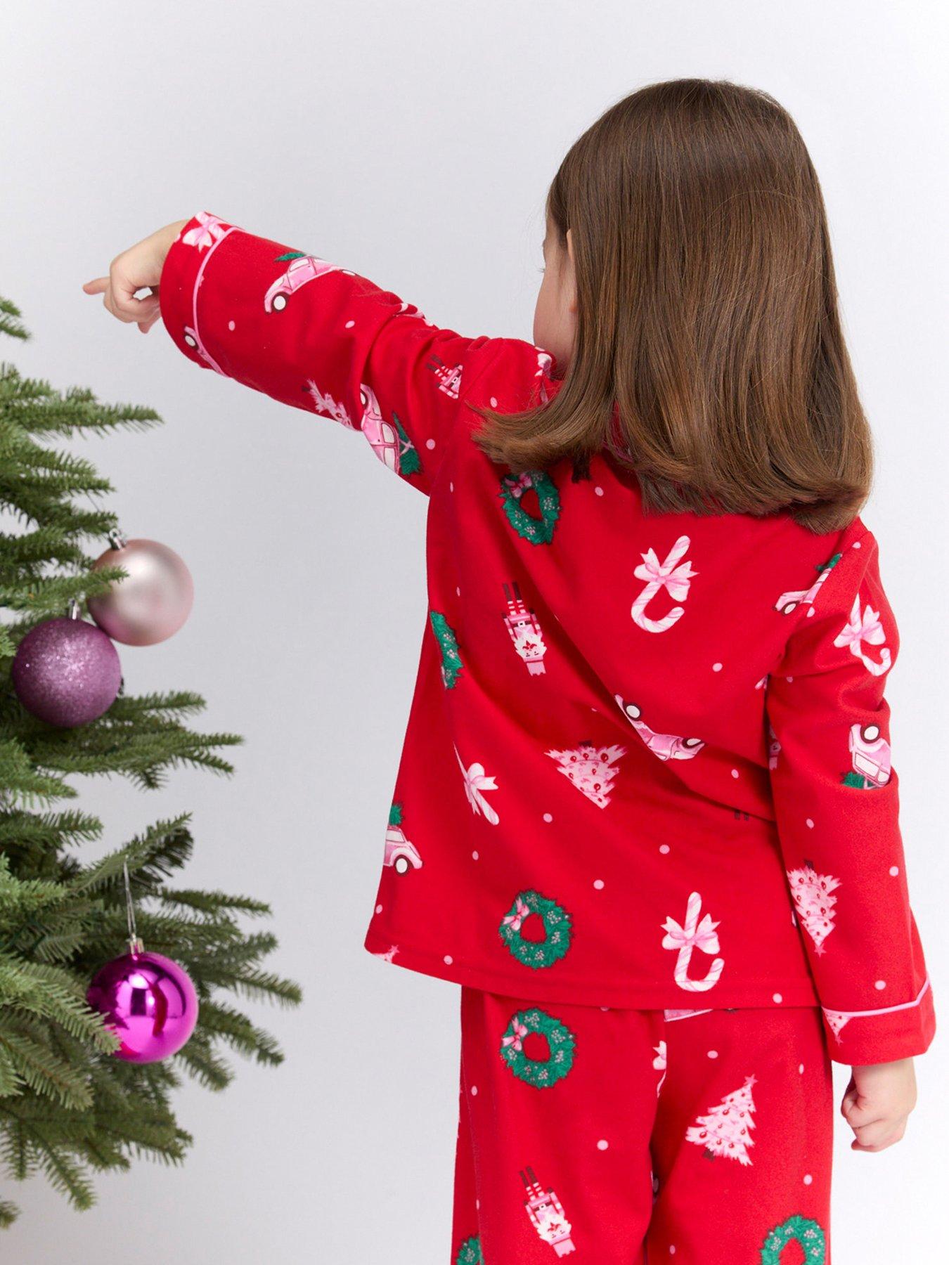 Image 2 of 6 of Boux Avenue Girls Christmas Scene Pyjamas In A Bag - Red Mix