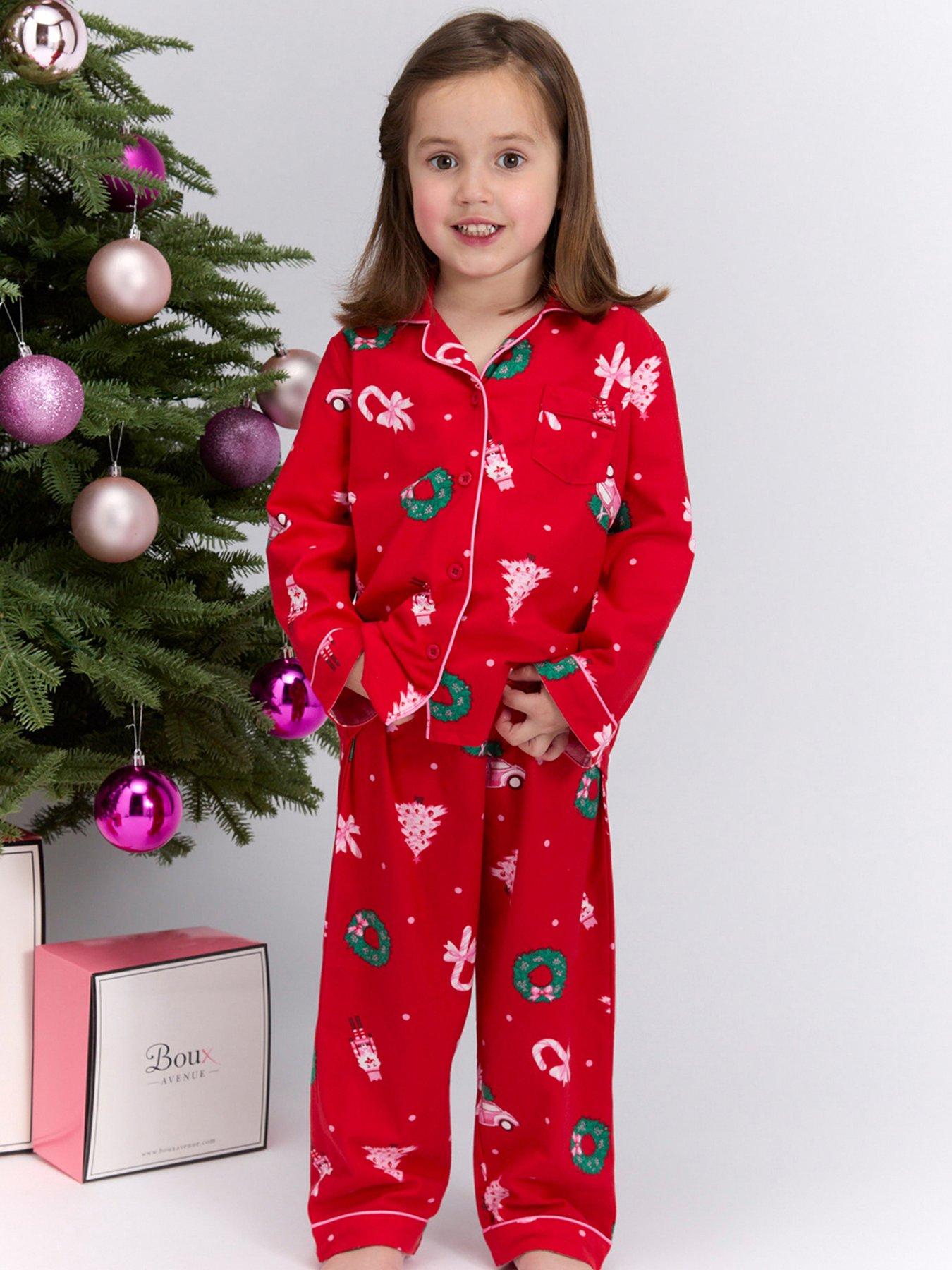 Image 3 of 6 of Boux Avenue Girls Christmas Scene Pyjamas In A Bag - Red Mix