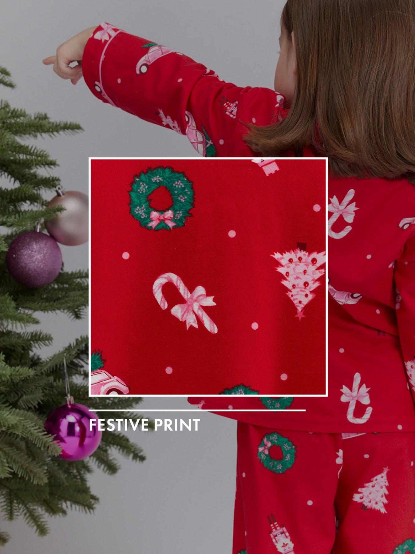 Image 6 of 6 of Boux Avenue Girls Christmas Scene Pyjamas In A Bag - Red Mix