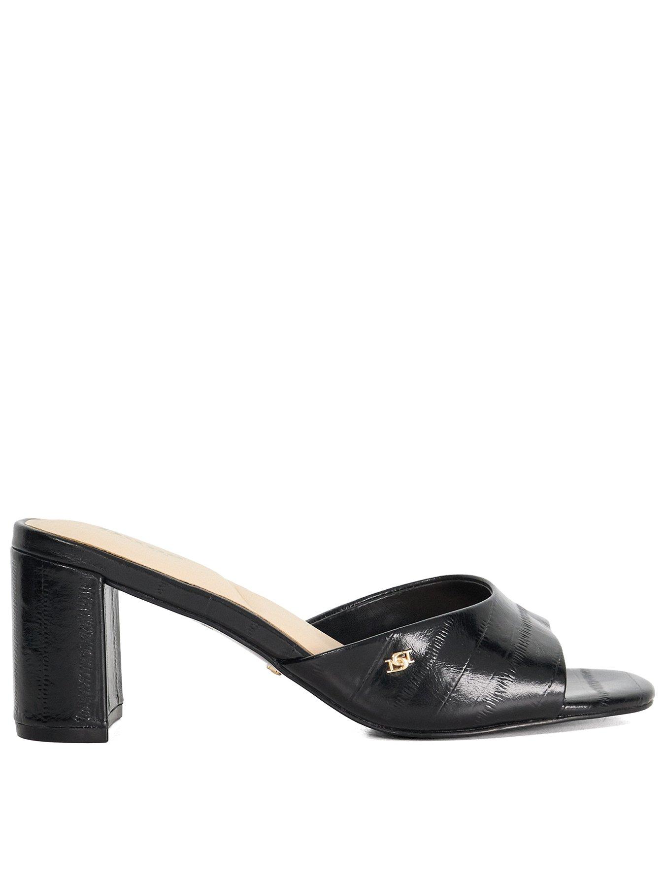 Image 1 of 5 of Dune London Marcelle Mule Block Heels - Black