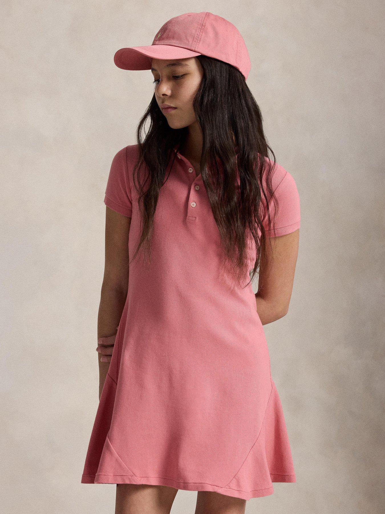 Polo Ralph Lauren Girls Short Sleeve Polo Dress - Pink