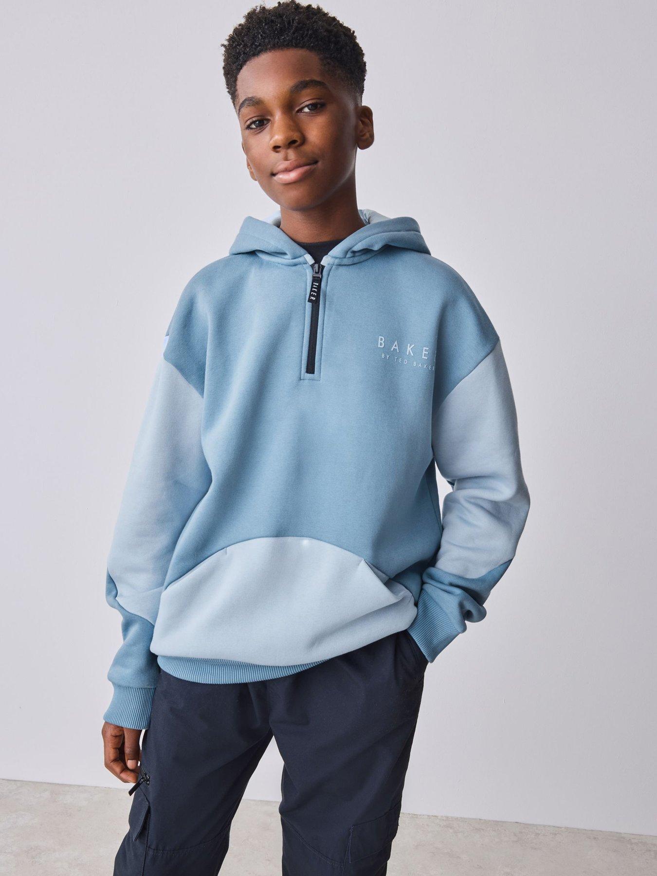 Ted Baker Older Boys Zip Colour Block Hoodie - Blue