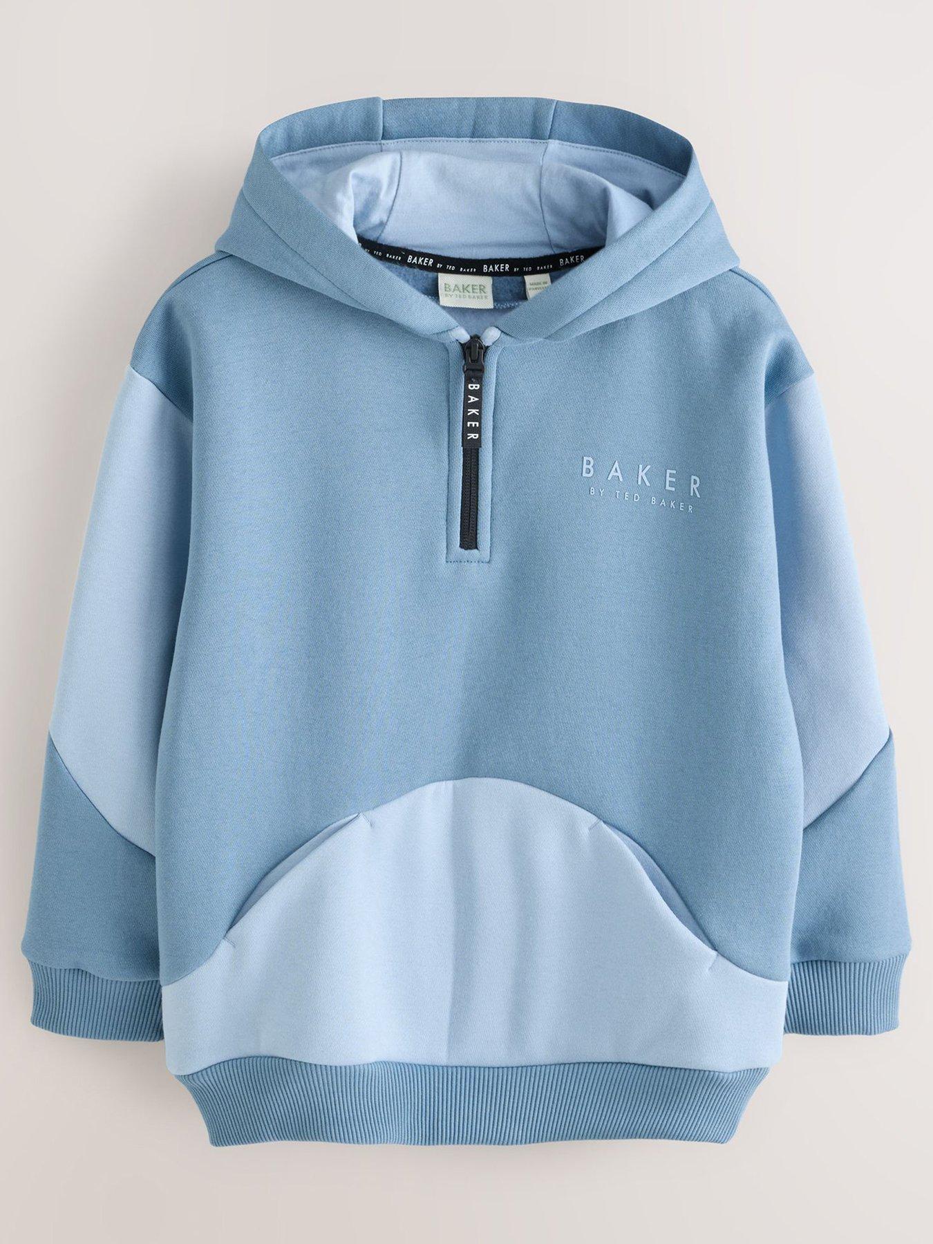 Image 2 of 7 of Ted Baker Older Boys Zip Colour Block Hoodie - Blue