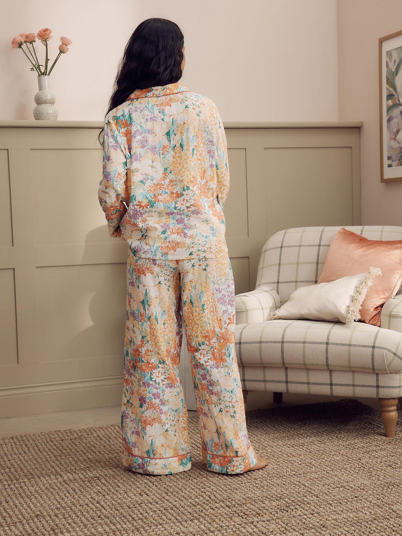 Image 2 of 7 of Laura Ashley Meadow Button Through Pyjamas - Pink