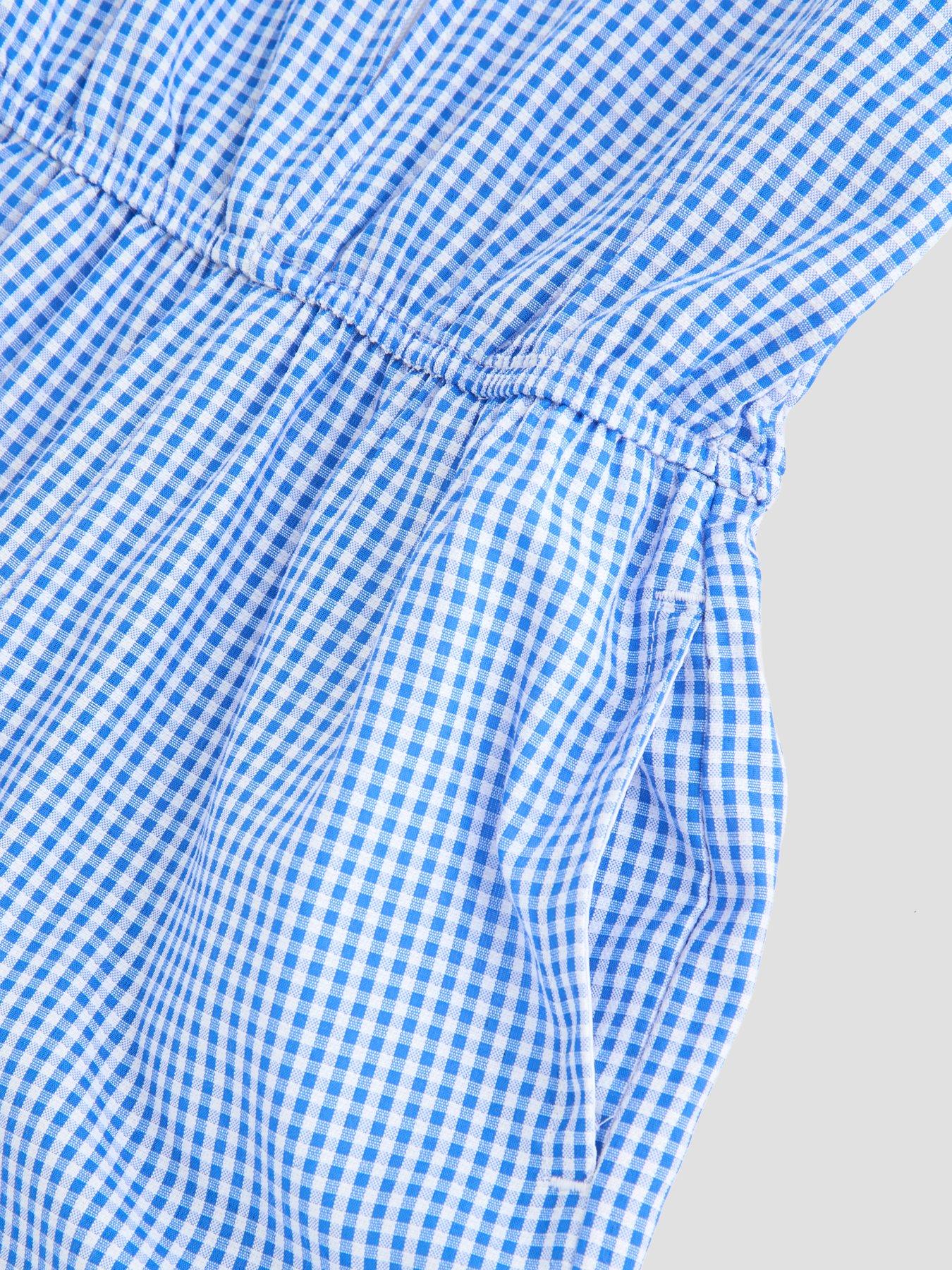 Image 4 of 5 of The Very Collection Gingham School Playsuit - Blue