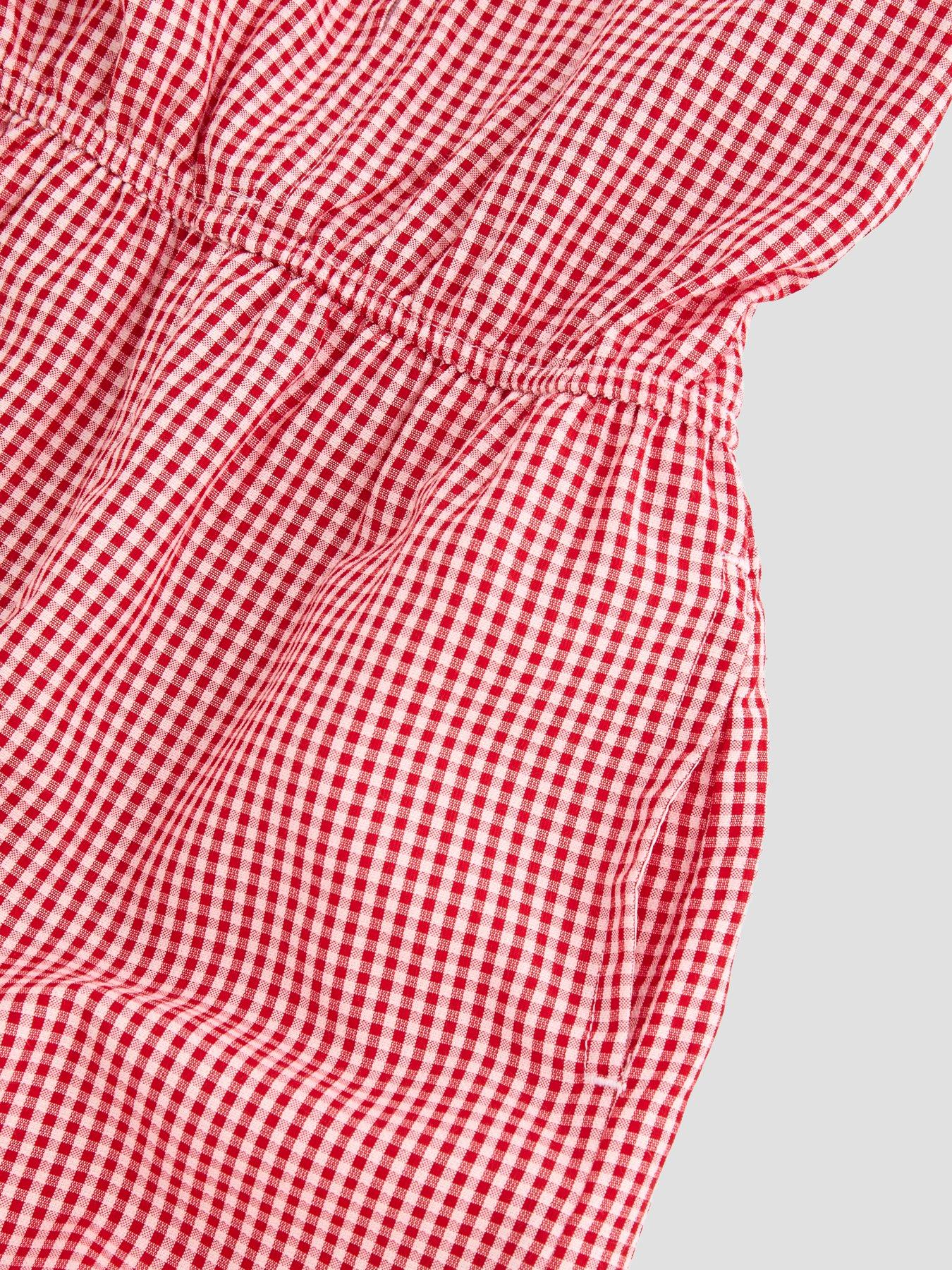 Image 4 of 5 of The Very Collection Gingham School Playsuit - Red