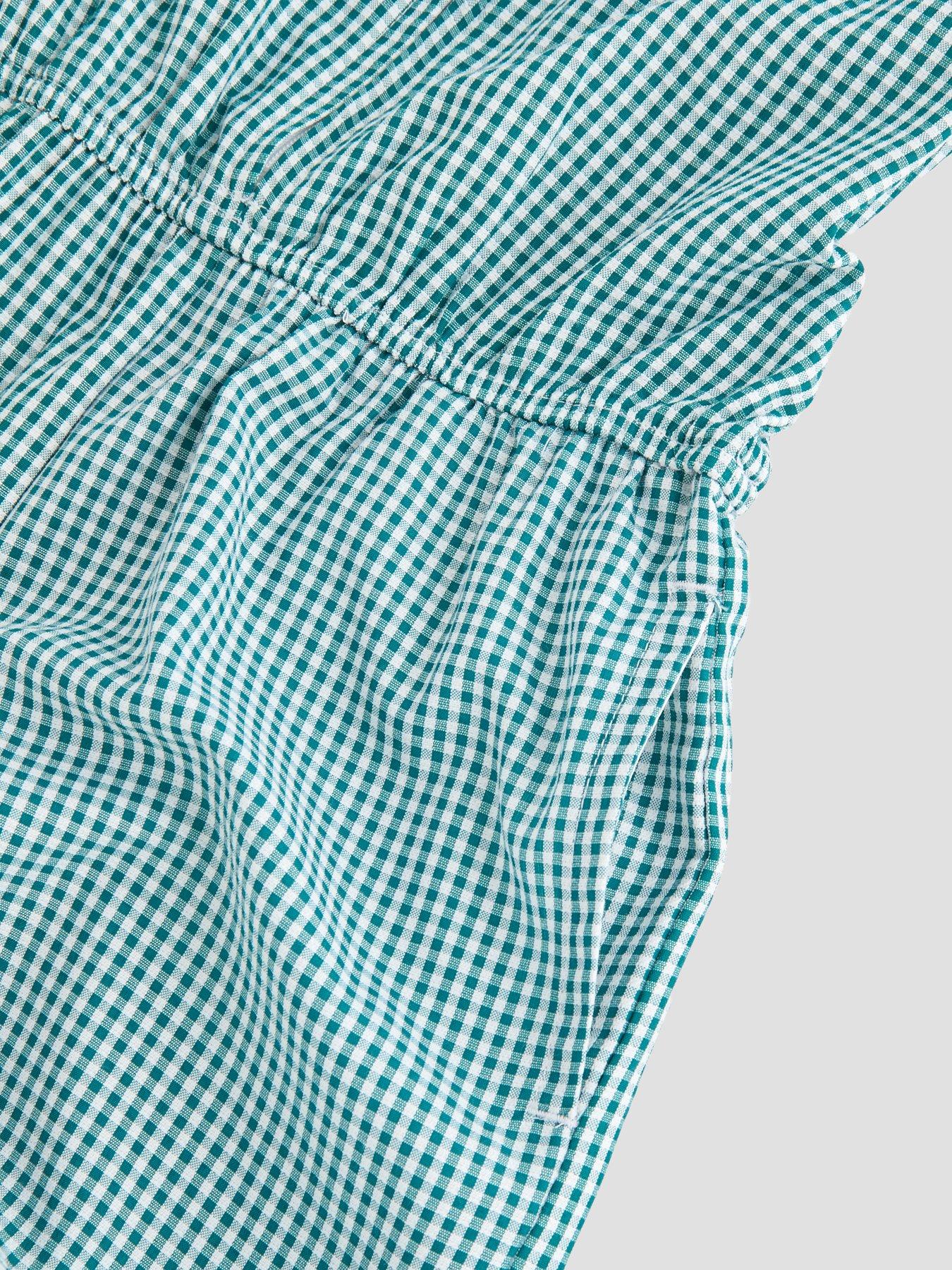 Image 5 of 5 of The Very Collection Gingham School Playsuit - Green