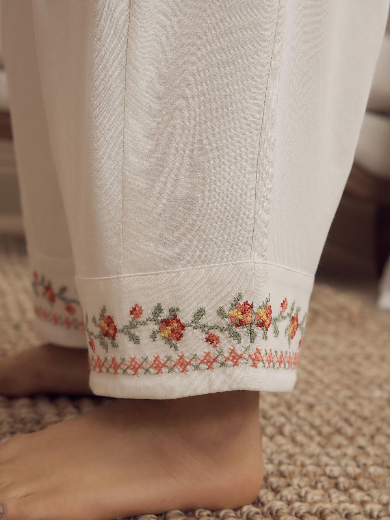 Image 6 of 6 of Laura Ashley Crochet Jersey PJ Set - Cream