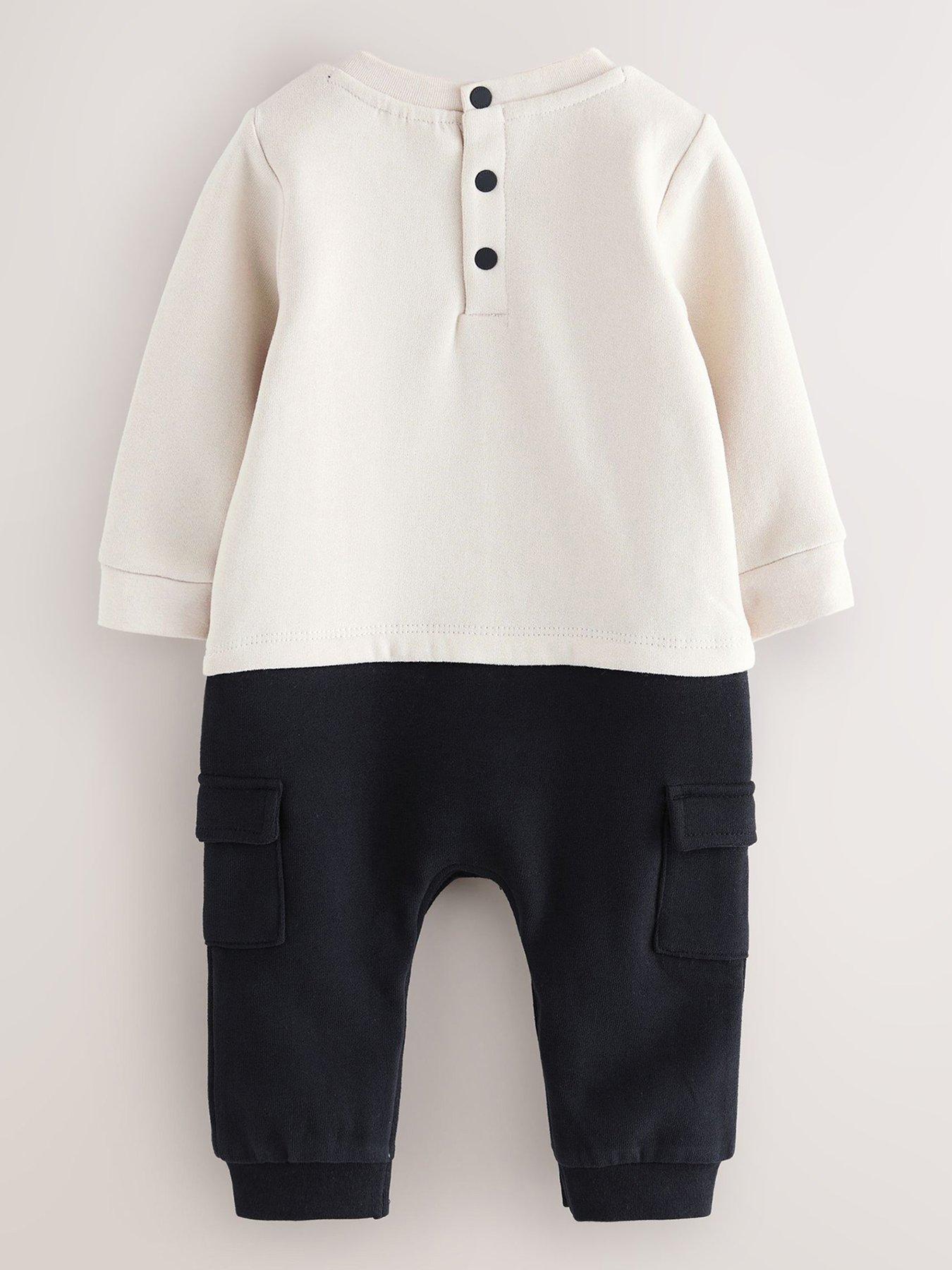 Image 2 of 6 of Ted Baker Baby Boys Graphic Mocksuit - Stone