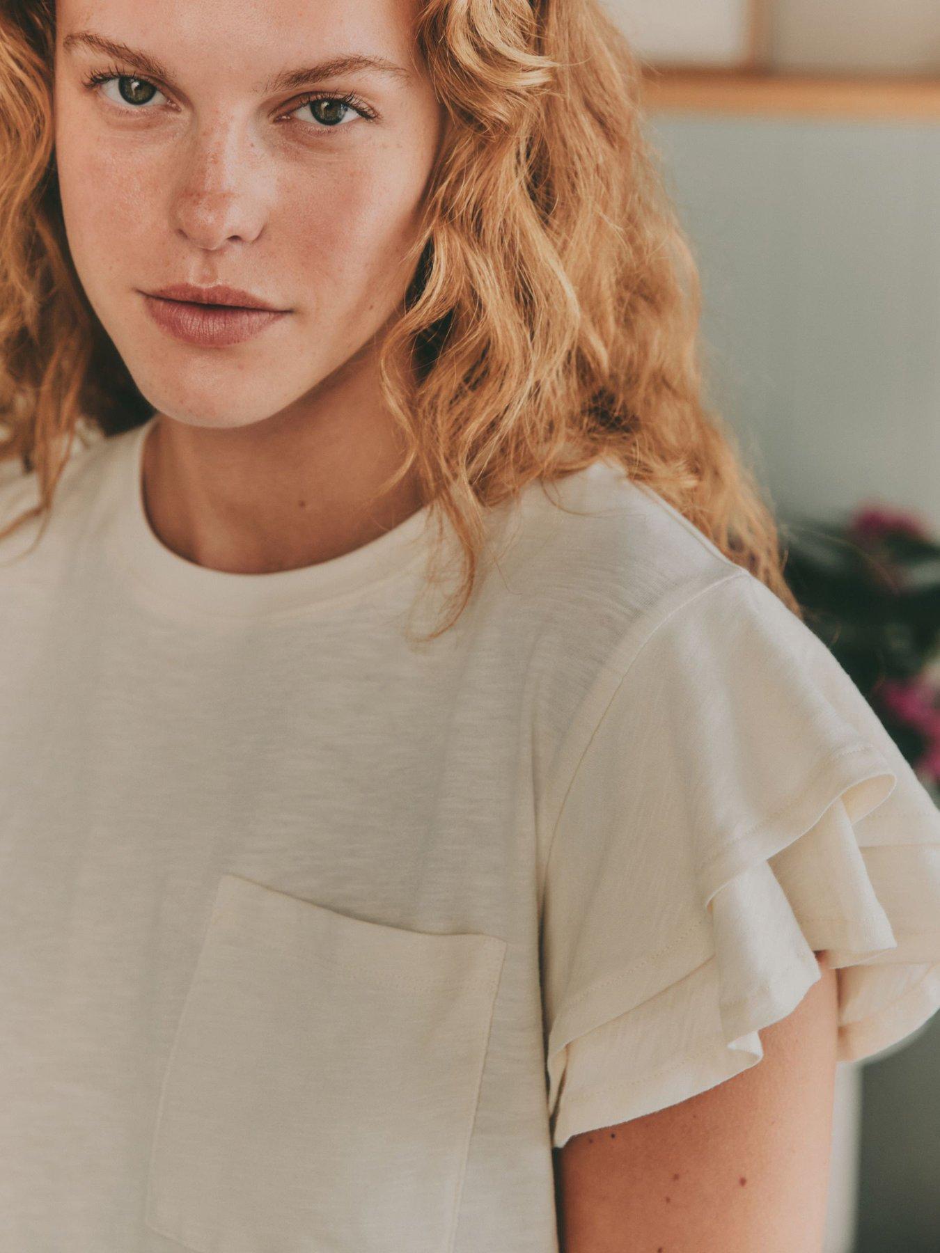  image of laura-ashley-peony-ruffle-short-sleeve-jersey-pyjamas-pink