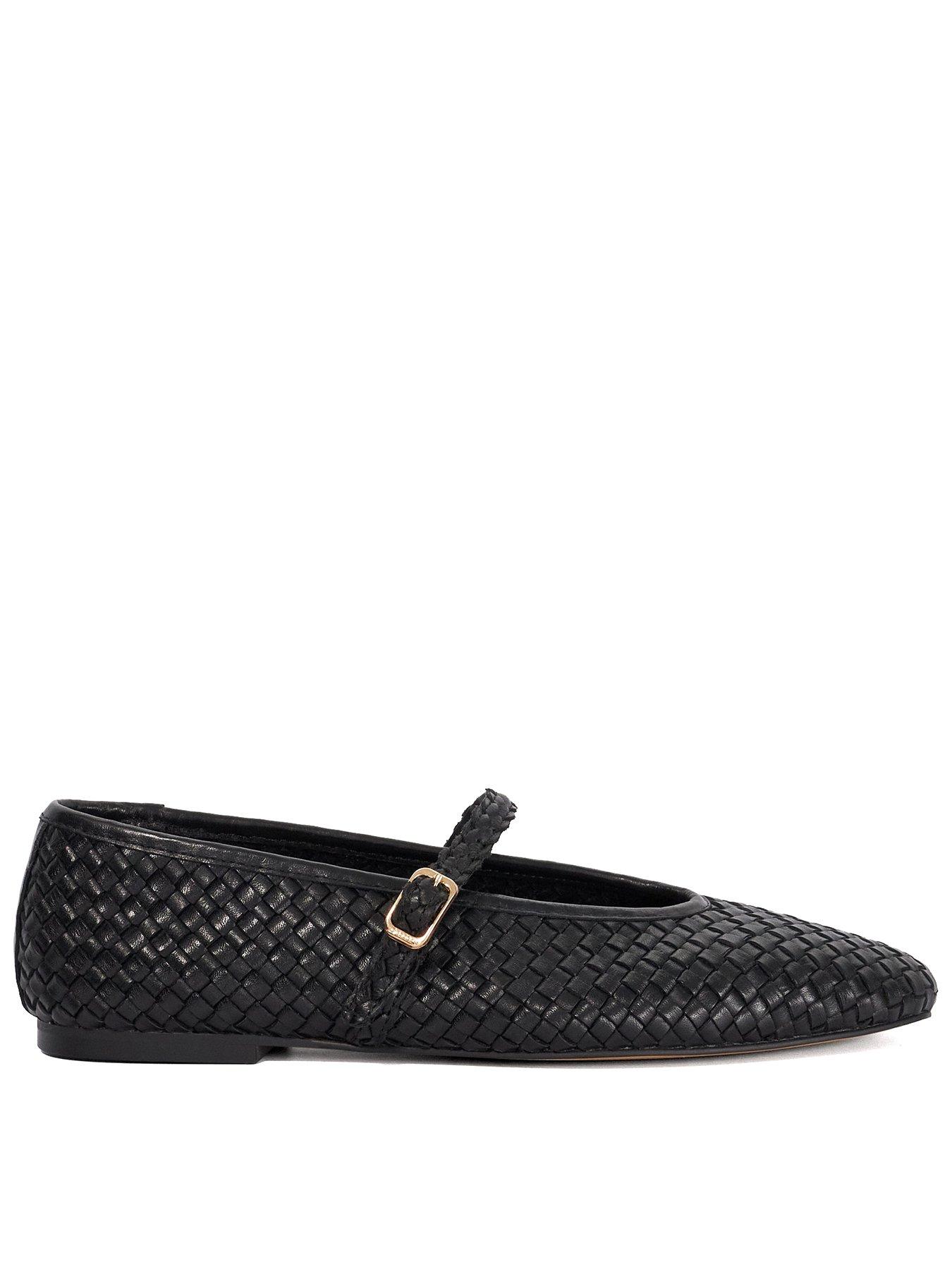 Dune London Headliner Woven Leather Ballerina - Black