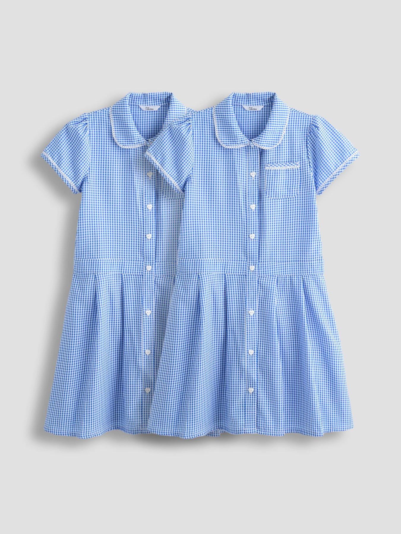 The Very Collection 2 Pack Girls Gingham School Dresses - Blue