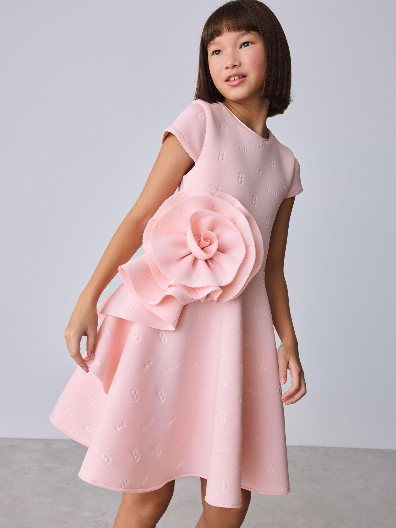 Ted Baker Girls Corsage Scuba Occasion Dress - Pink