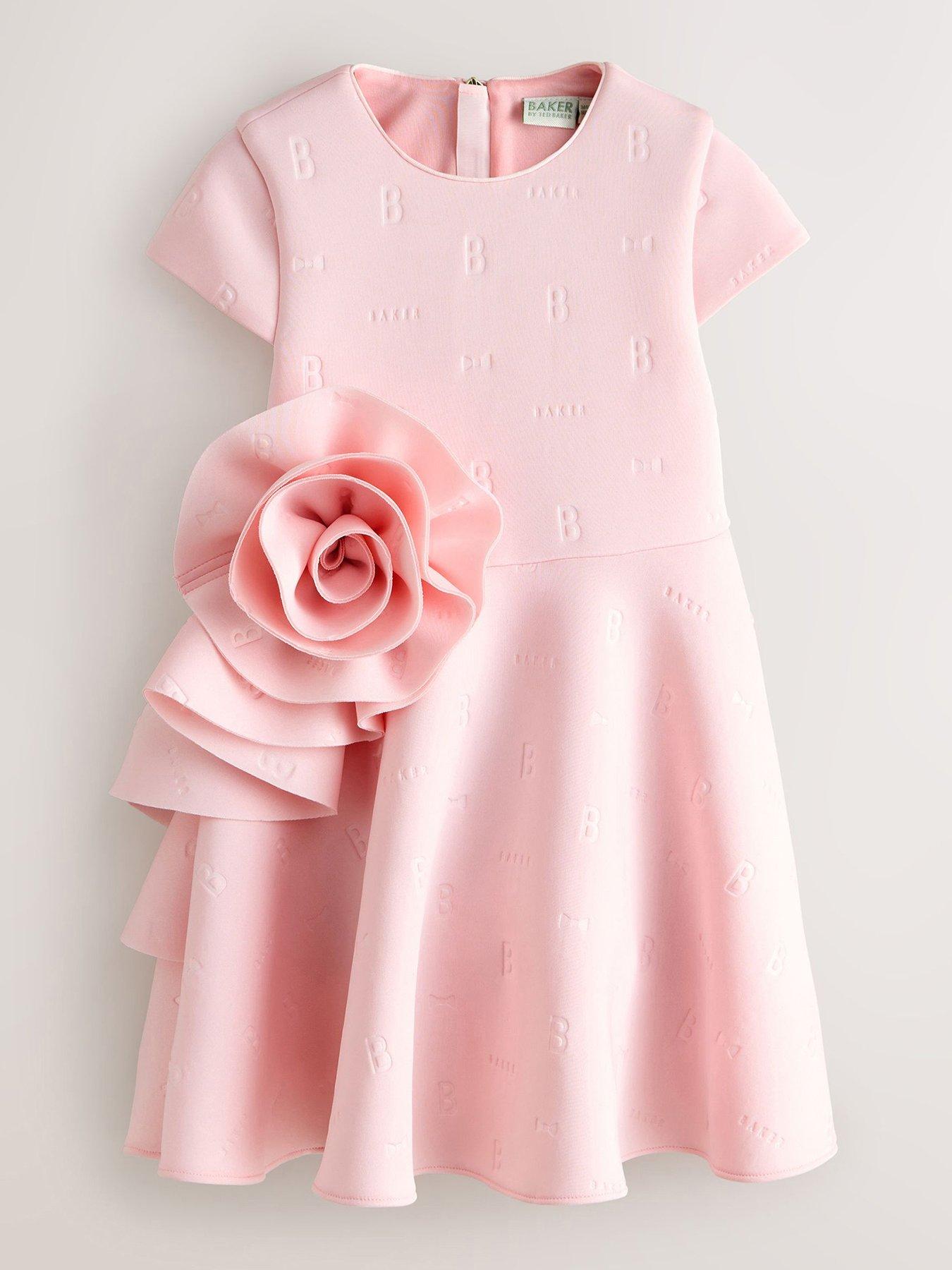 Ted Baker Girls Corsage Scuba Occasion Dress - Pink