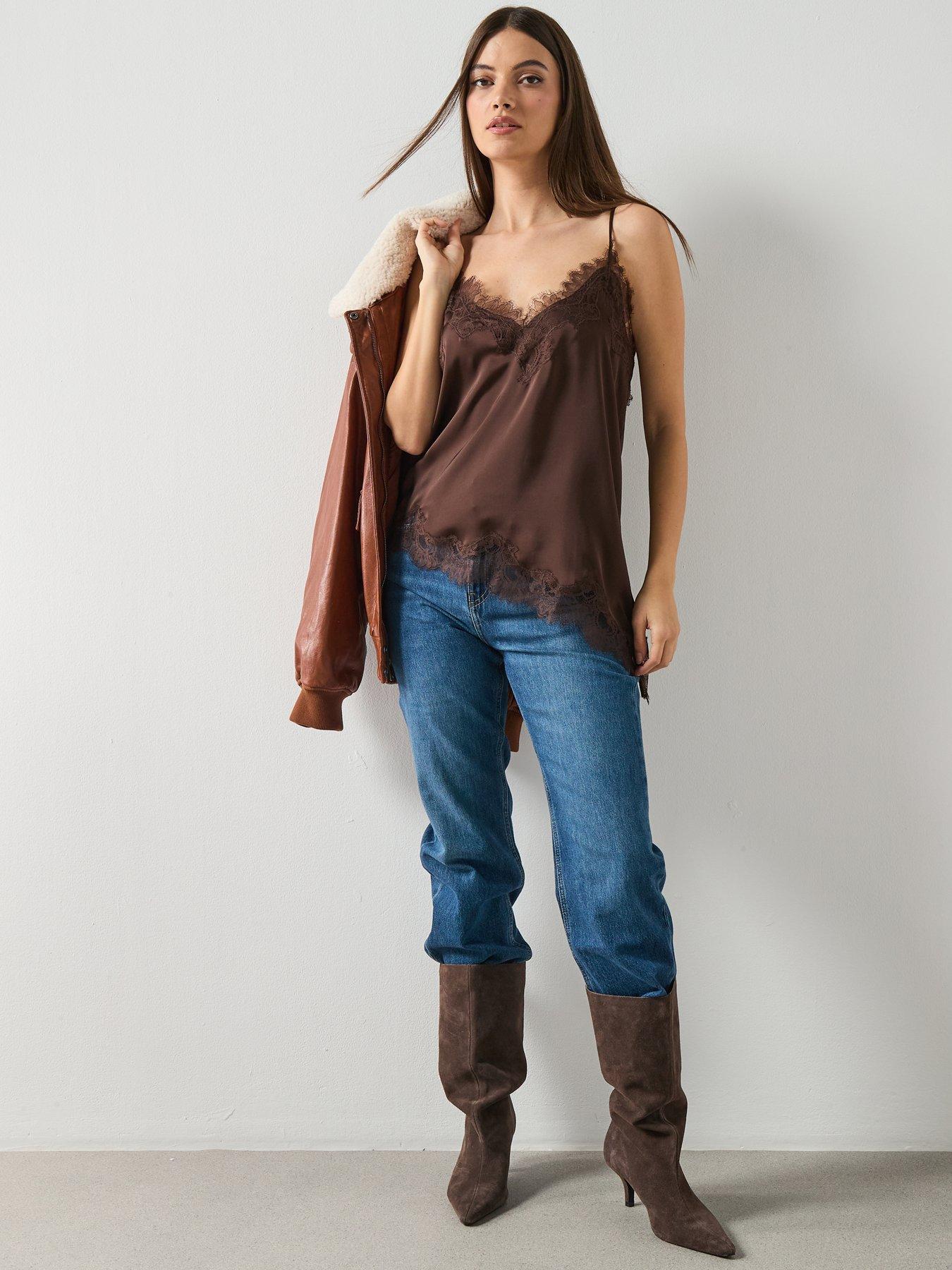  image of mango-lace-top-brown