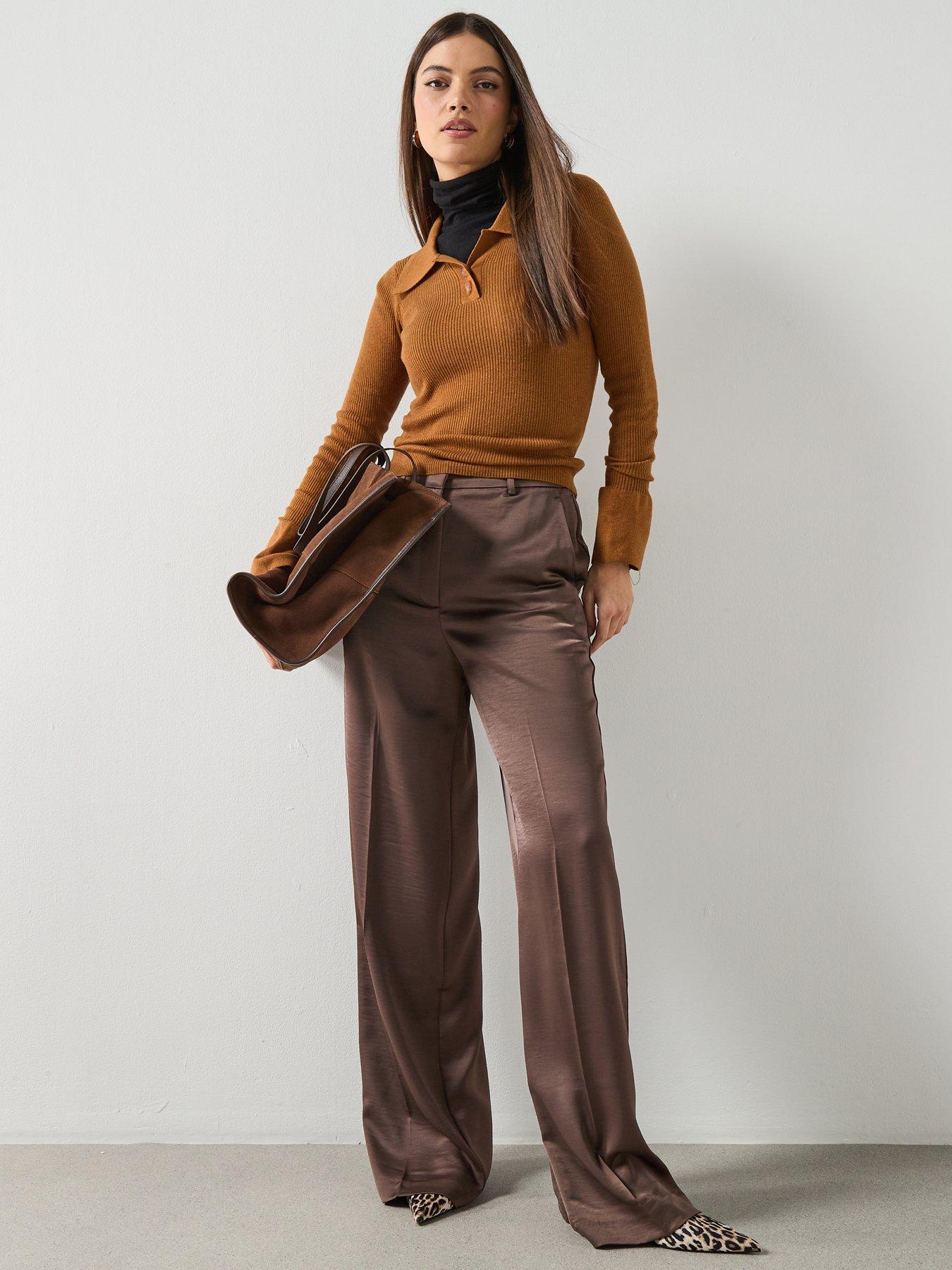 Image 3 of 6 of Mango Polo-neck Ribbed Sweater- Tabaco