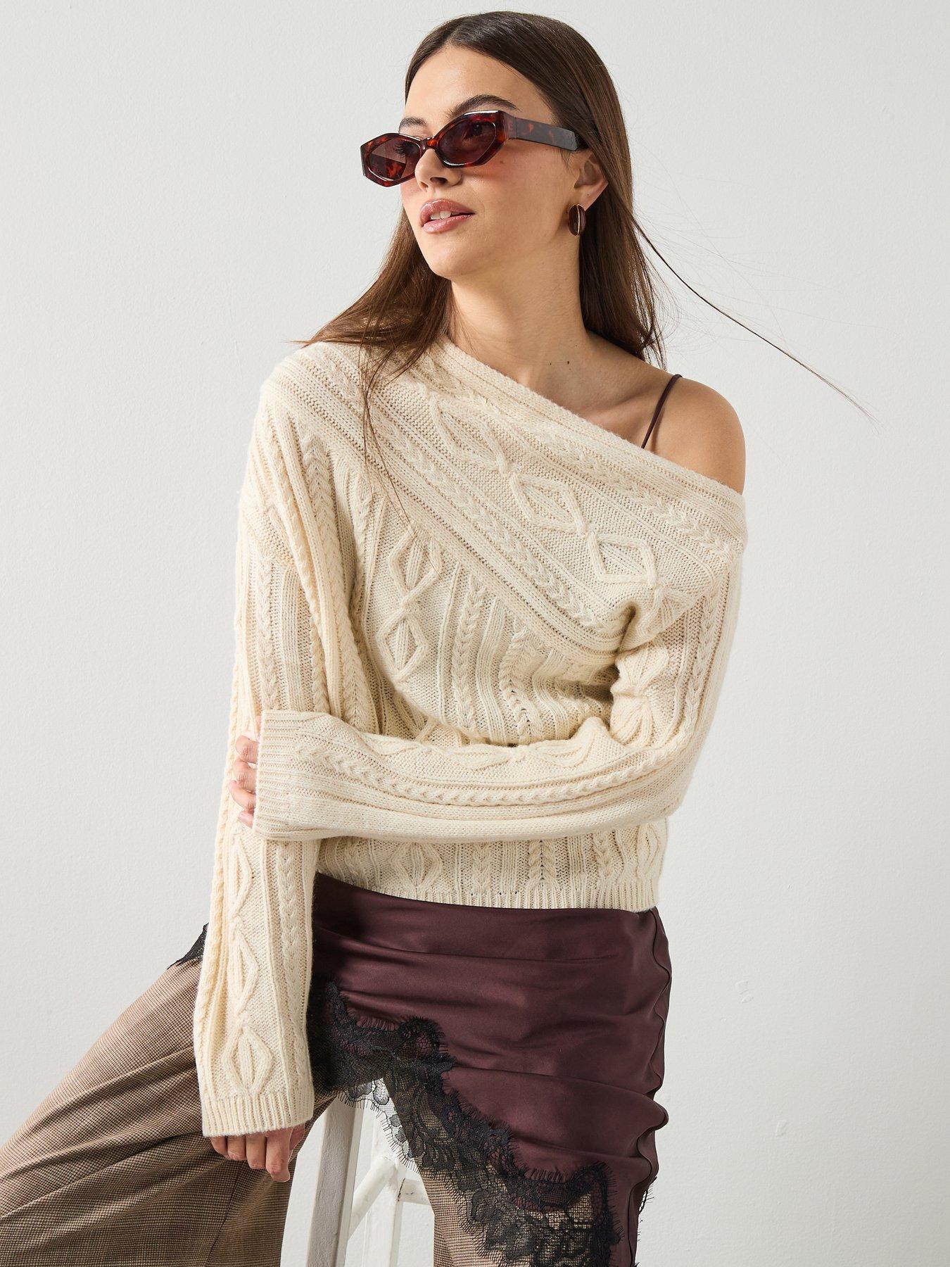  image of mango-braided-wool-blend-sweater-ecru