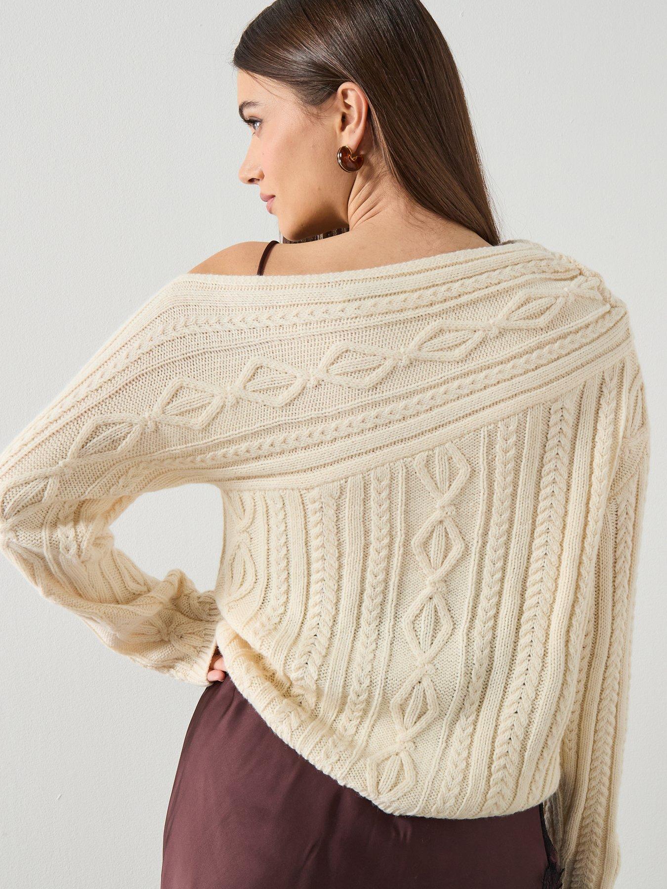  image of mango-braided-wool-blend-sweater-ecru