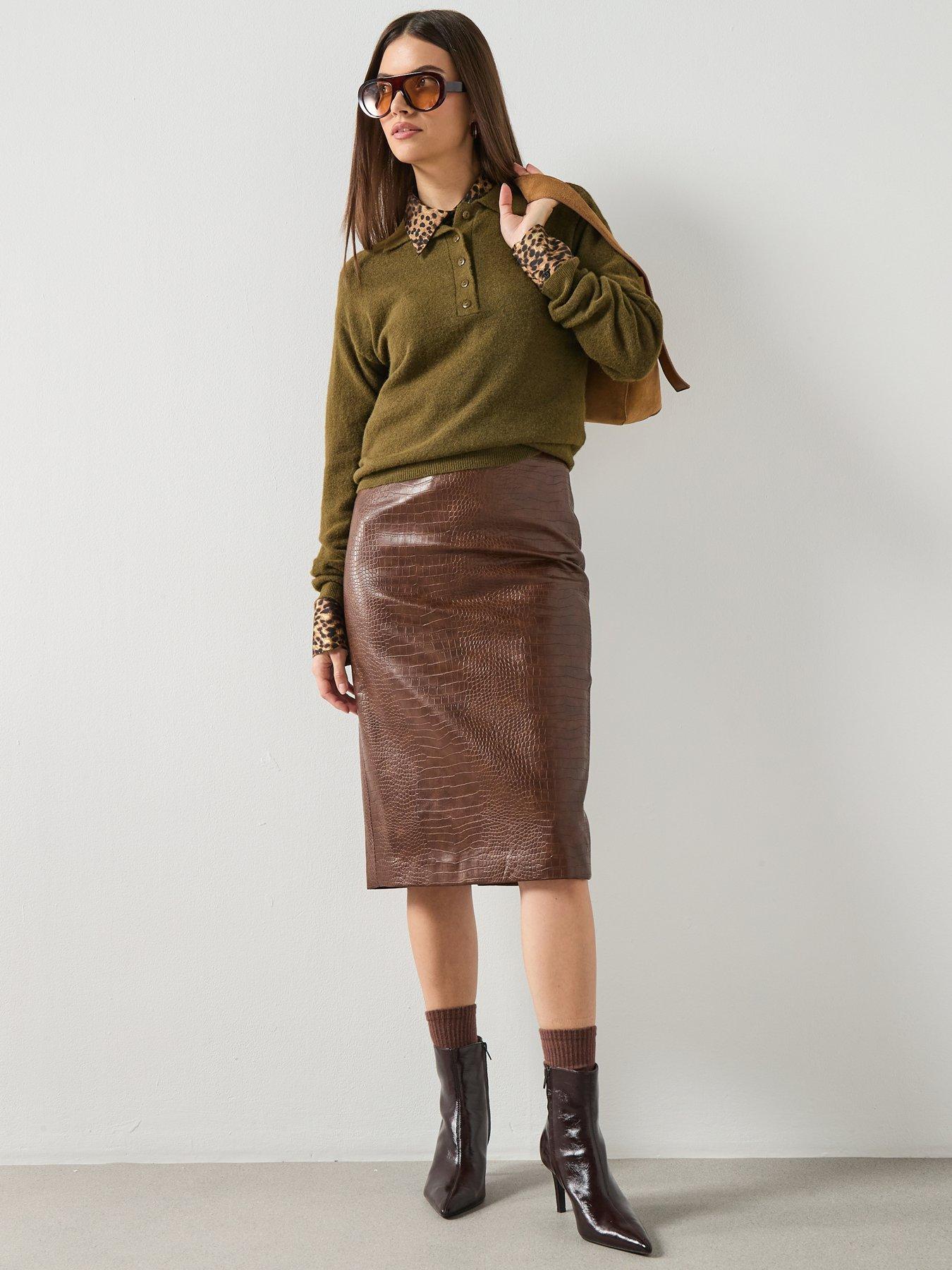 Image 3 of 6 of Mango Long-sleeved Polo-neck Sweater - Khaki