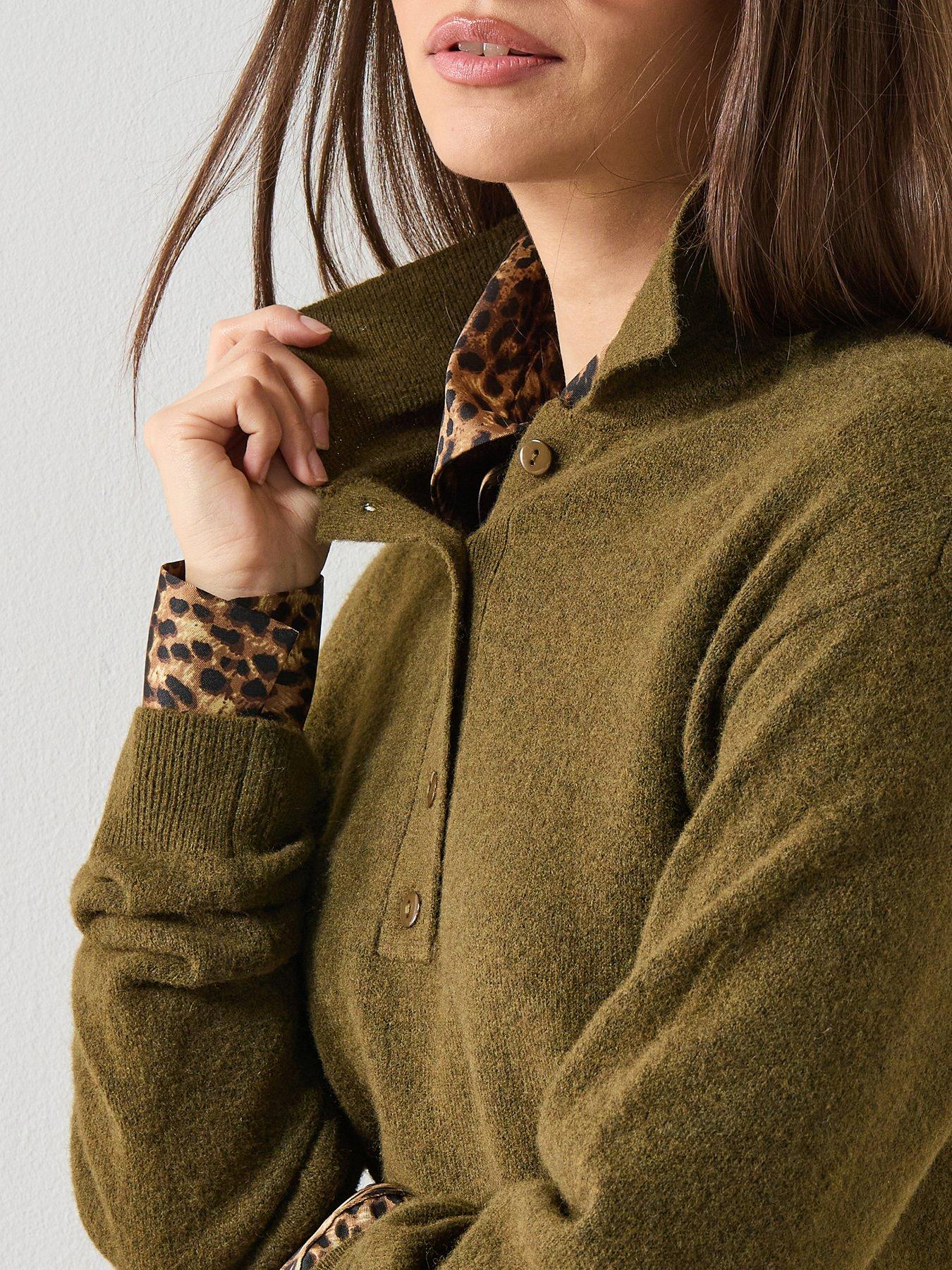Image 4 of 6 of Mango Long-sleeved Polo-neck Sweater - Khaki