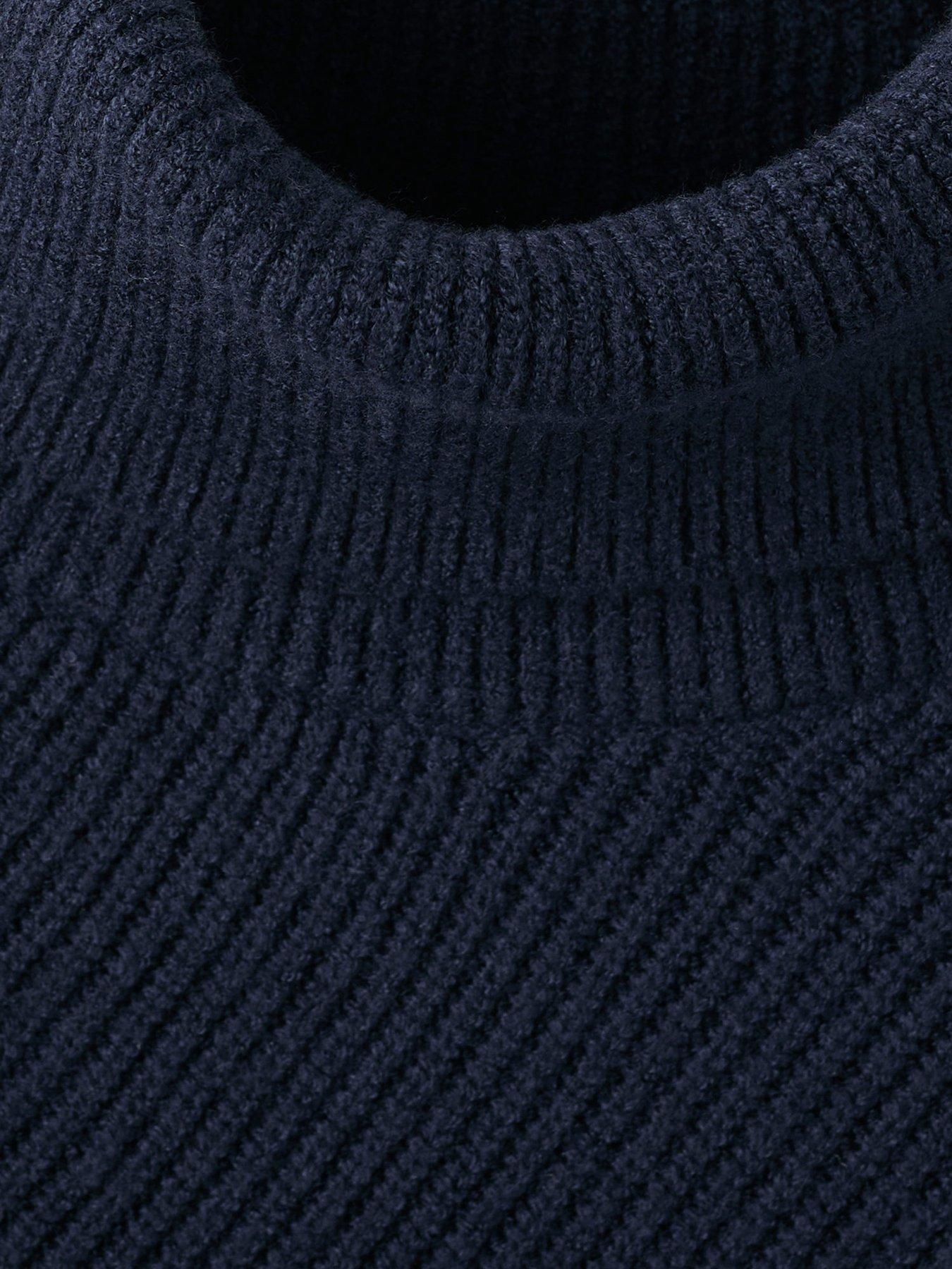 Image 5 of 6 of Mango Sweater With Asymmetrical Roll Neck - Navy