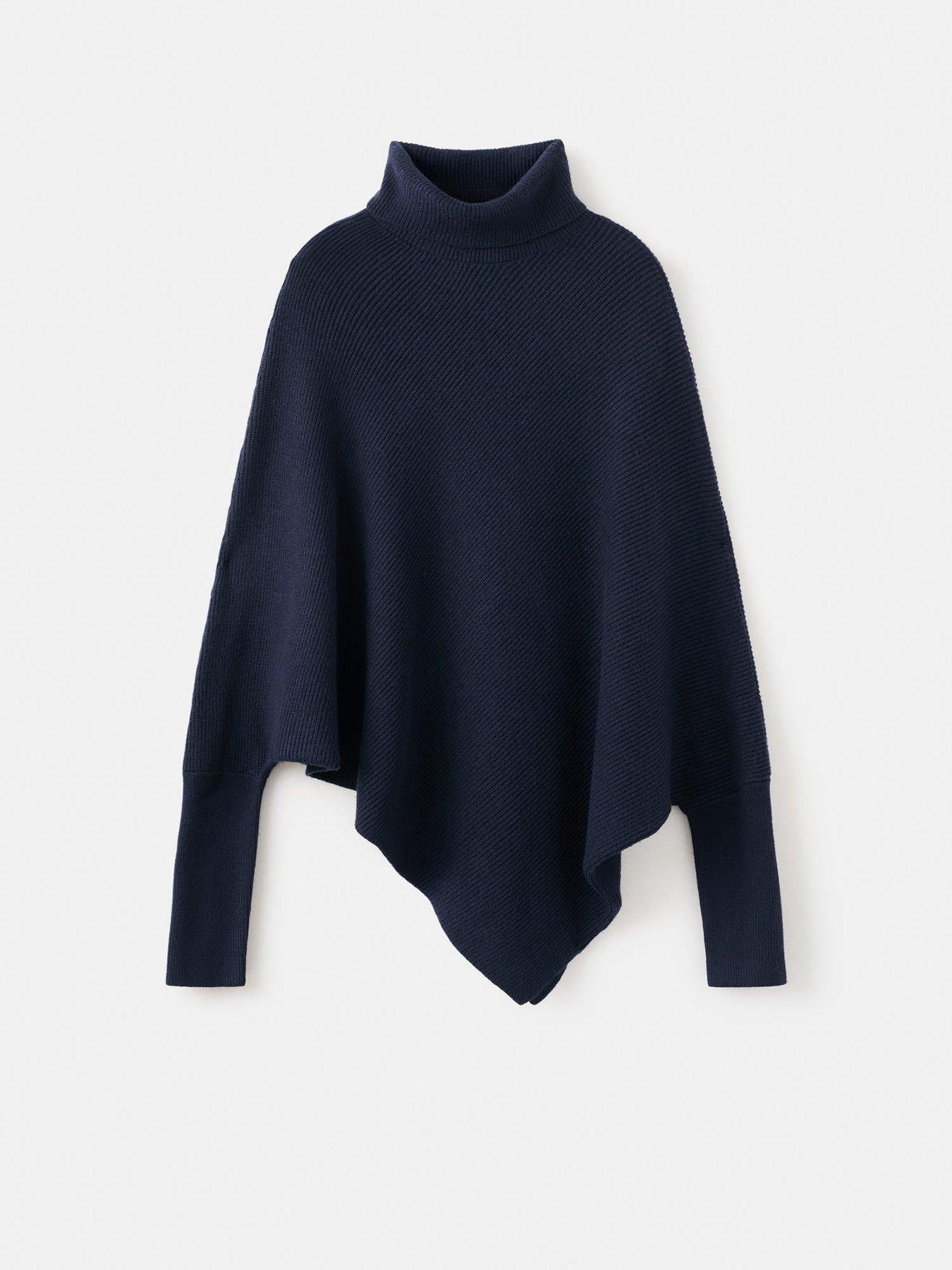 Image 6 of 6 of Mango Sweater With Asymmetrical Roll Neck - Navy