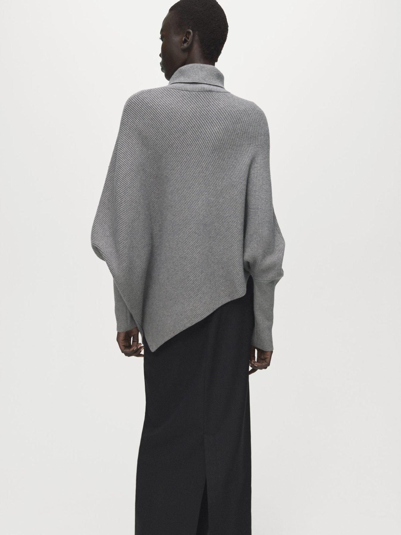  image of mango-sweater-with-asymmetrical-roll-neck-grey